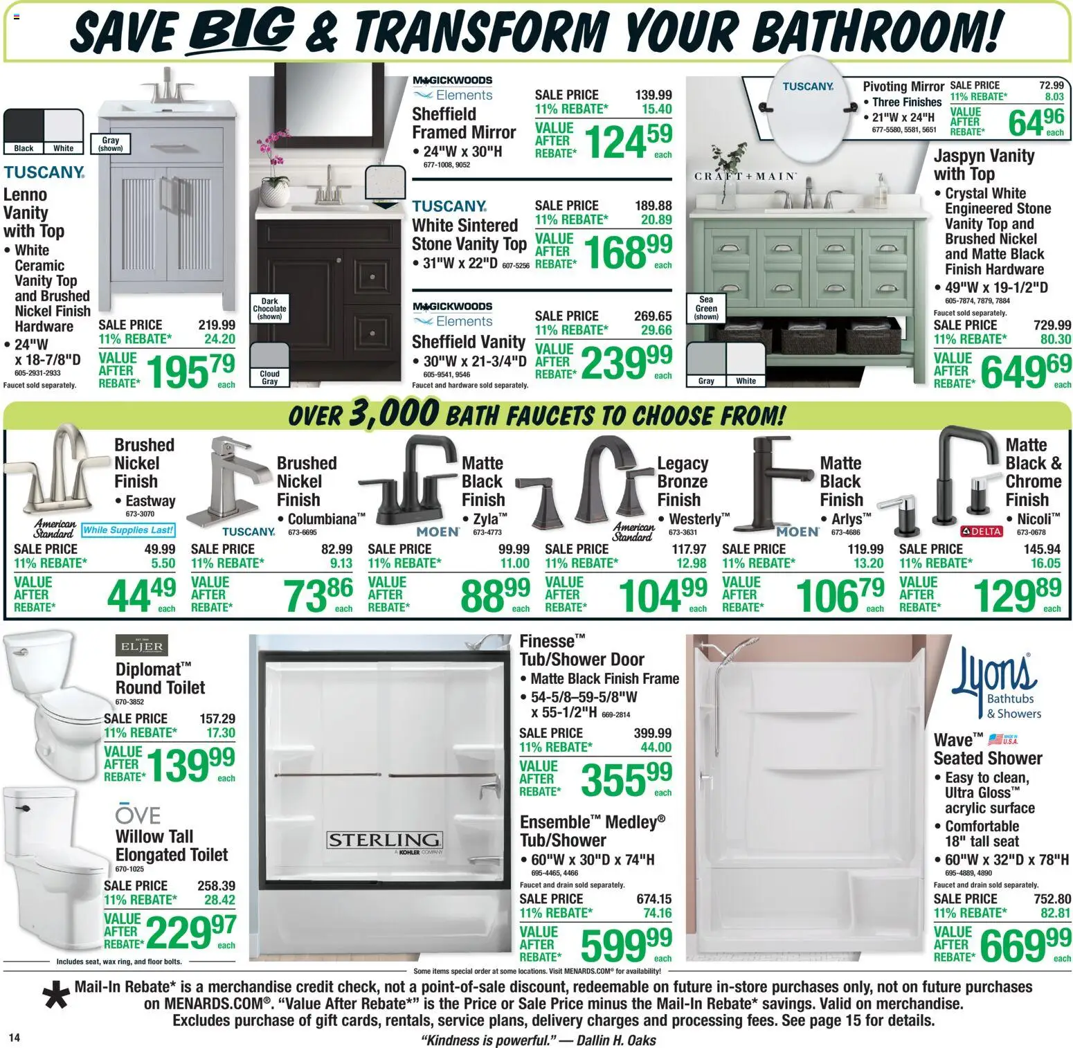 Menards Weekly Ad - valid from 16.04.2026 | Page: 17 | Products: Bath, Mirror, Acrylic, Chocolate