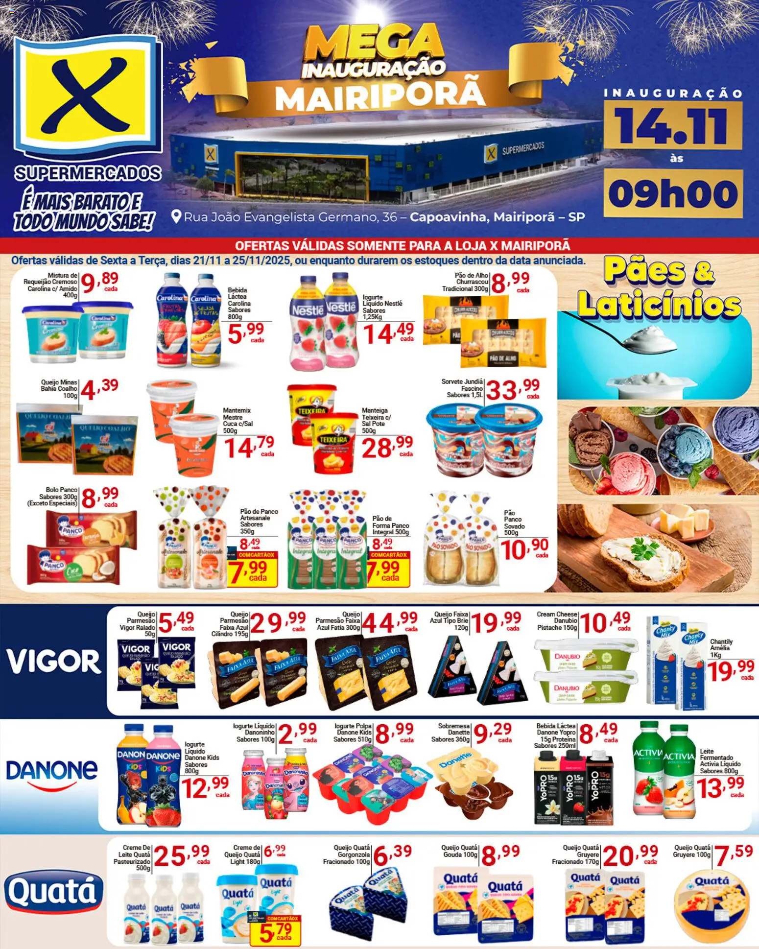 X Supermercados Folheto - válido de 21.11.2025 | Página: 9 | Produtos: Queijo, Pão, Chantily, Bebida