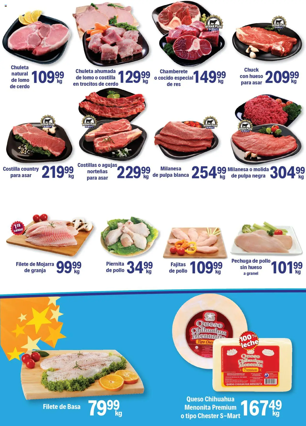 Nuevas ofertas de S-Mart válidas en toda la República Mexicana desde el 14.10.2025. ¡Encuentra las mejores ofertas en S-Mart - Folleto - Monterrey! | Página: 4 | Productos: Pollo, Queso, Cerdo, Res