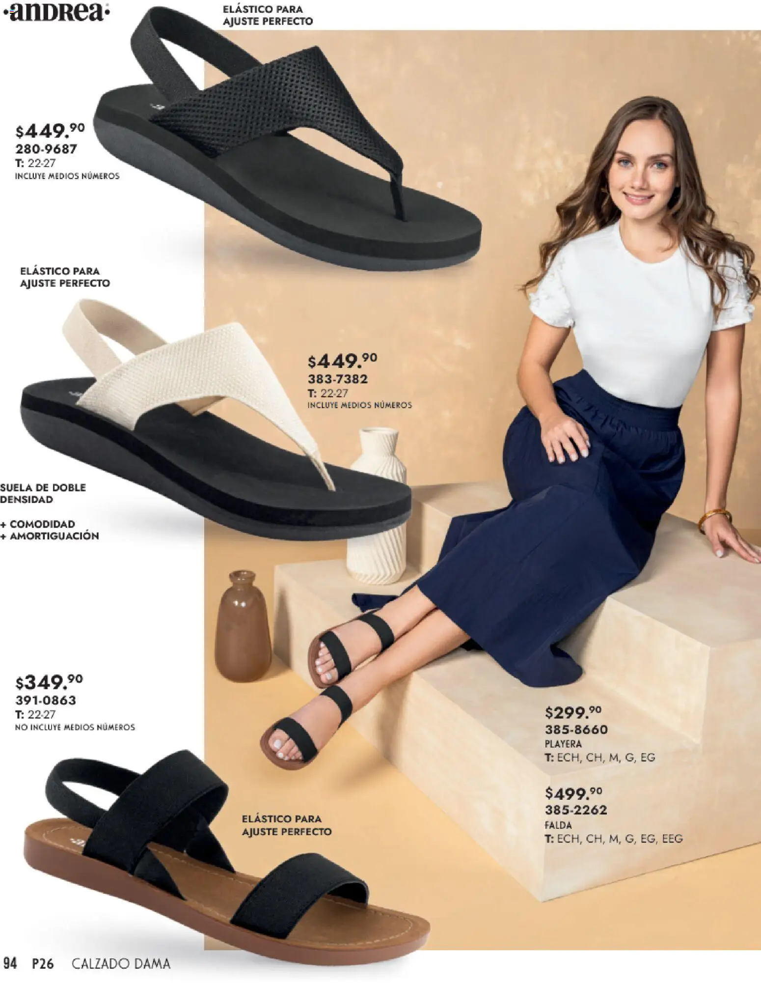 Nuevas ofertas de Andrea válidas en toda la República Mexicana desde el 25.01.2026. ¡Encuentra las mejores ofertas en Andrea catálogo Calzado Dama! | Página: 94 | Productos: Playera, Falda