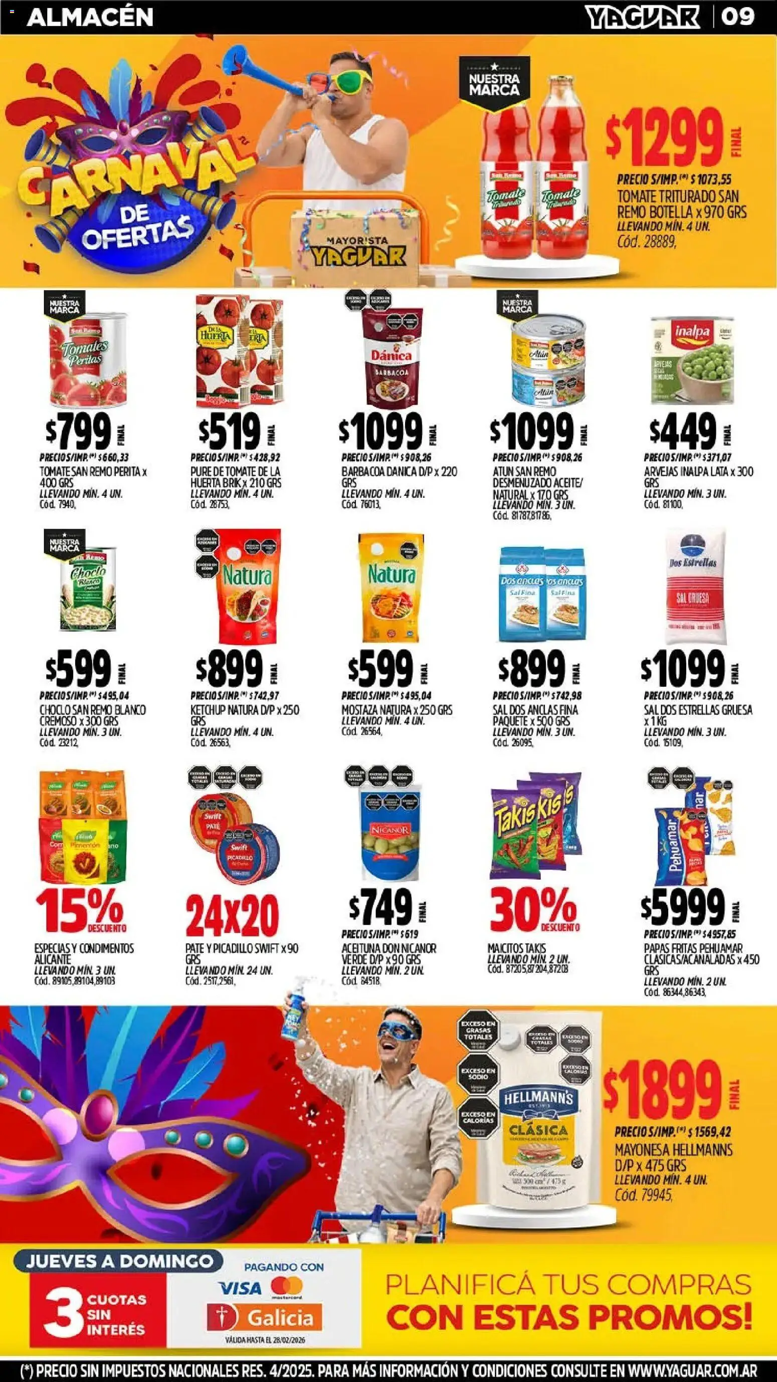 Yaguar - Oferta Semanal Chaco │ válido desde el 16.02.2026 | Página: 8 | Productos: Botella, Choclo, Sal, Pure de Tomate