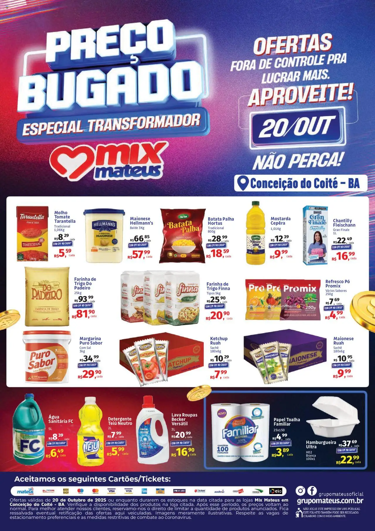 Mateus Folheto - válido de 20.10.2025 | Página: 1 | Produtos: Farinha de trigo, Detergente, Ketchup, Batata