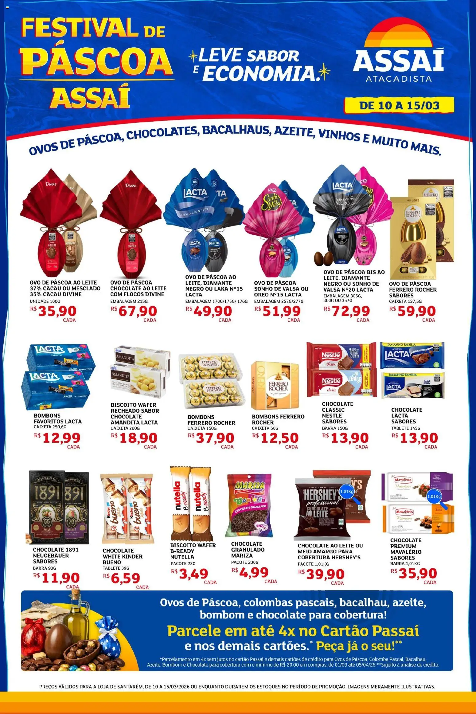 Assaí Atacadista Folheto - válido de 10.03.2026 | Página: 1 | Produtos: Ovo de páscoa, Granulado, Bombom, Avelã