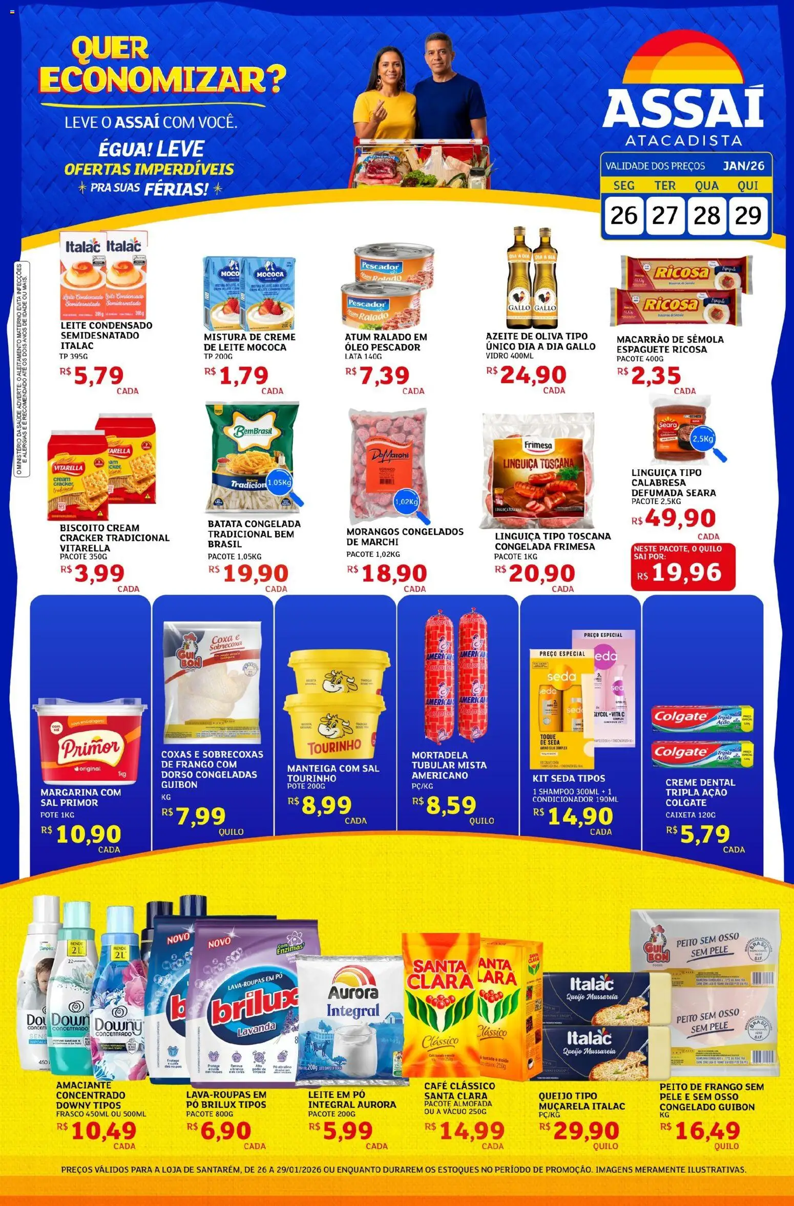 Assaí Atacadista Folheto - válido de 26.01.2026 | Página: 1 | Produtos: Condicionador, Muçarela, Amaciante, Leite em pó