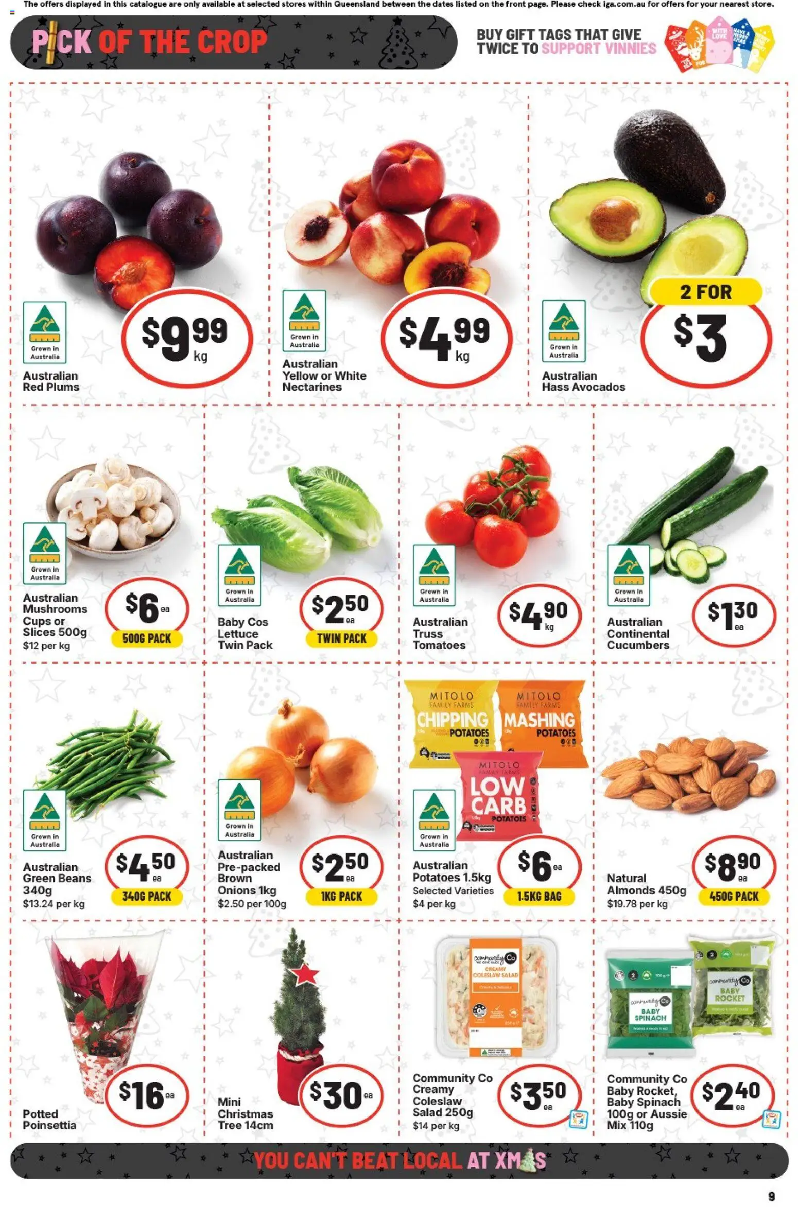 IGA catalogue - valid from 10.12.2025 | Page: 16 | Products: Almonds, Tomatoes, Mushrooms, Potatoes