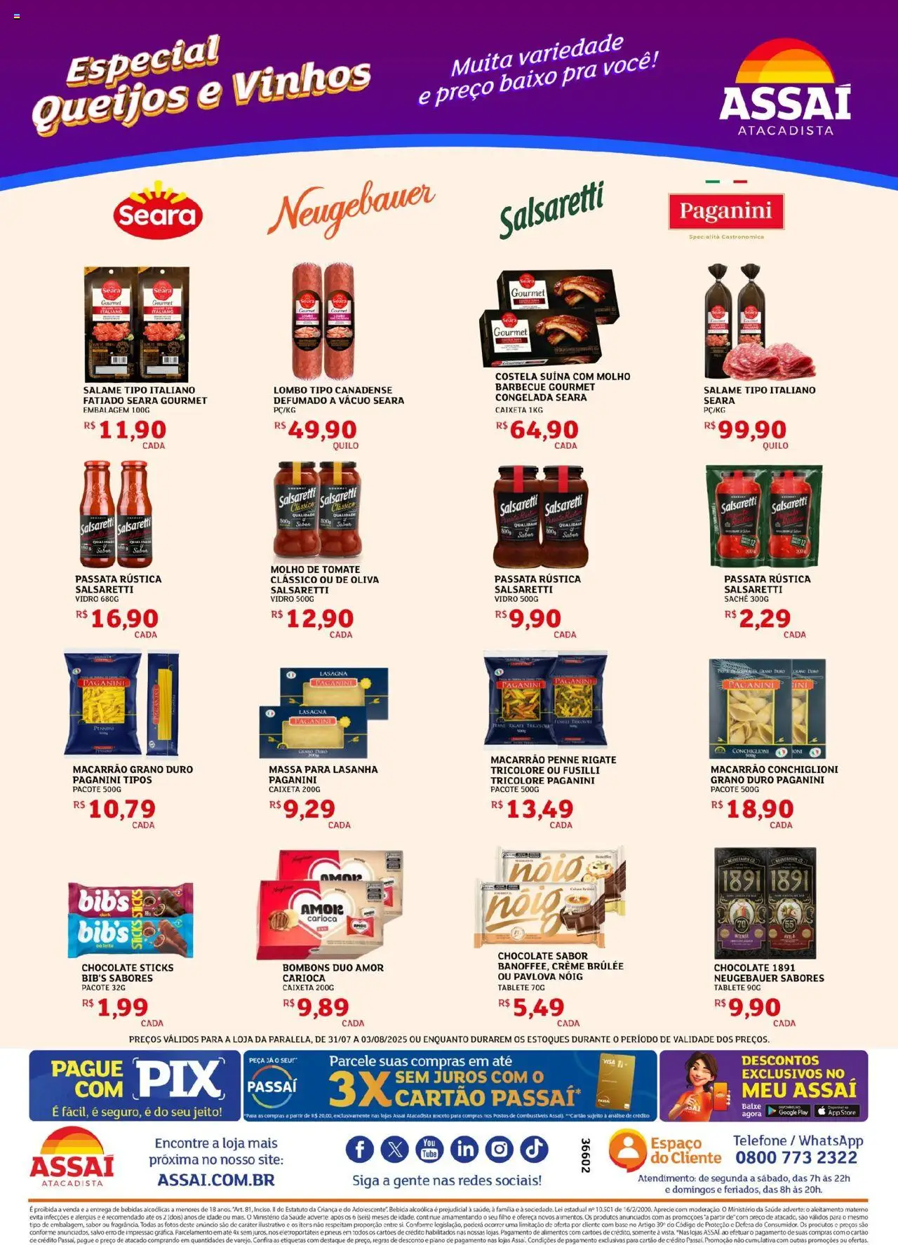 Assaí Atacadista Folheto - válido de 31.07.2025 | Página: 2 | Produtos: Molho de tomate, Chocolate, Creme, Baixo