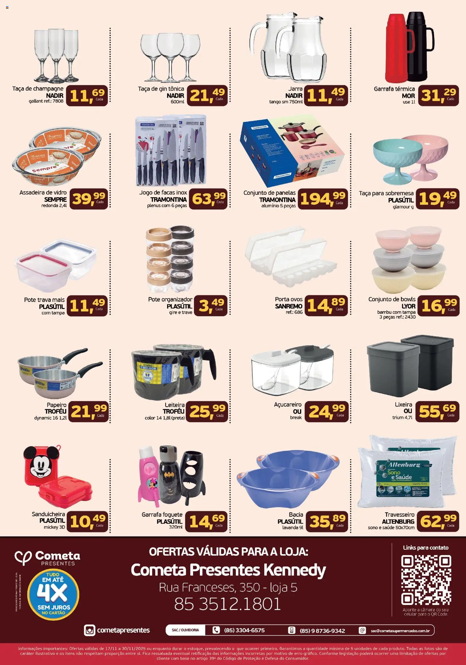 Cometa Supermercados Folheto - válido de 17.11.2025 | Página: 2 | Produtos: Sanduicheira, Travesseiro, Lixeira, Base