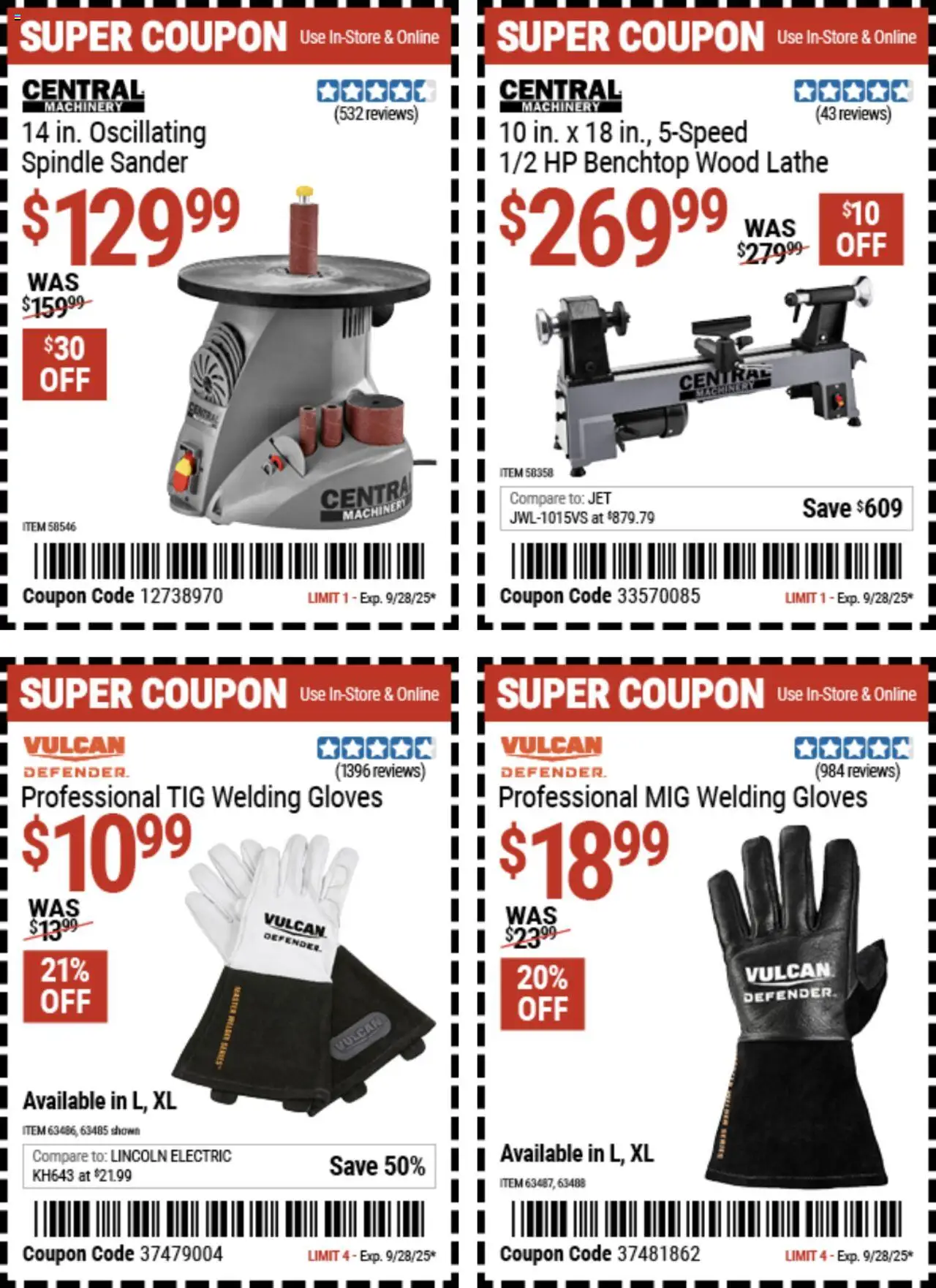 Harbor Freight Weekly Ad - valid from 15.09.2025 | Page: 15 | Products: Sander, Lathe, Gloves