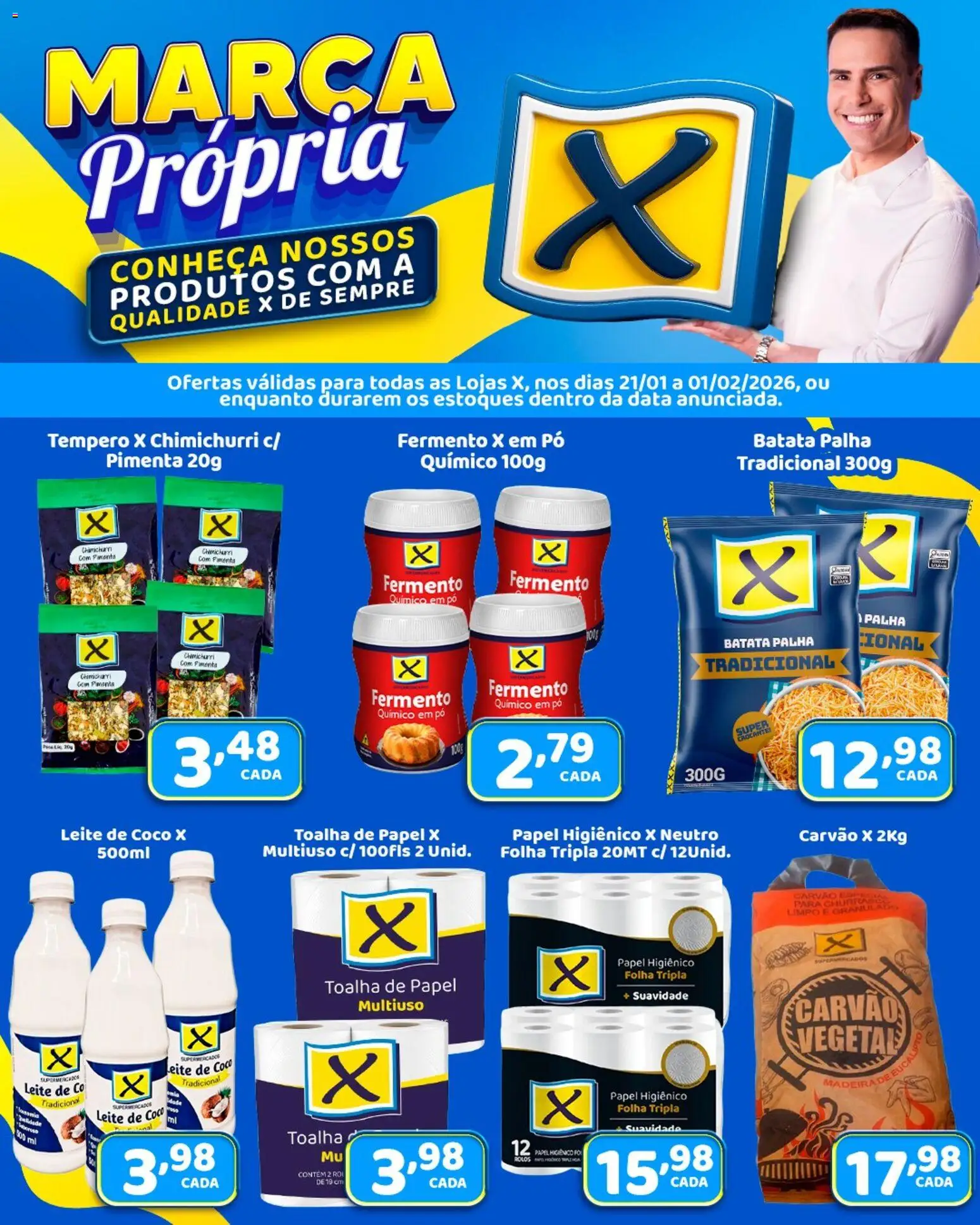X Supermercados Folheto - válido de 21.01.2026 | Página: 2 | Produtos: Pó, Batata palha, Papel higiênico, Leite de coco