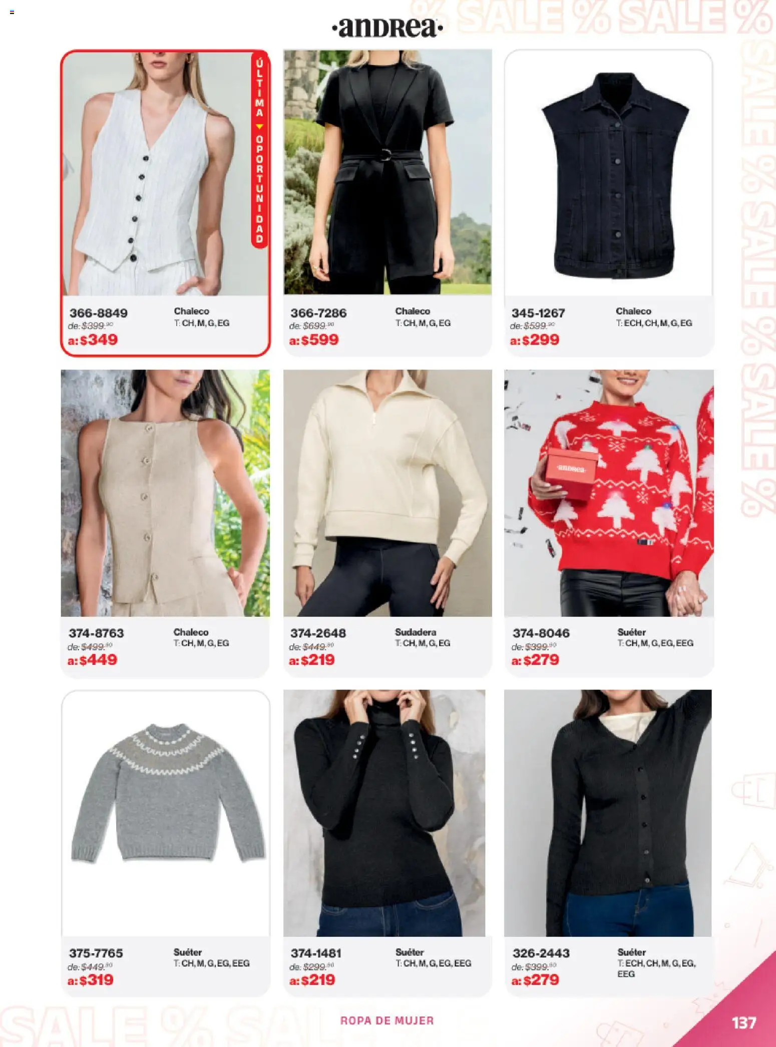 Nuevas ofertas de Andrea válidas en toda la República Mexicana desde el 21.12.2025. ¡Encuentra las mejores ofertas en Andrea catálogo Outlet! | Página: 137 | Productos: Suéter, Sal, Ropa, Sudadera