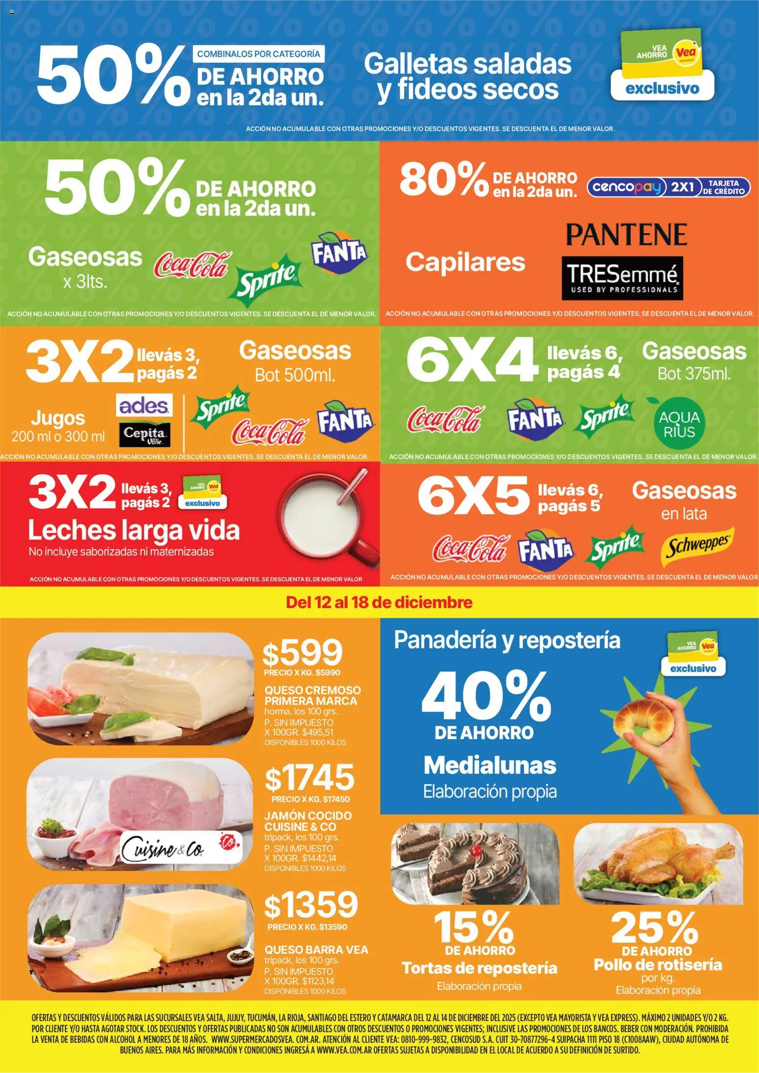 Vea - Oferta fin de semana │ válido desde el 12.12.2025 | Página: 2 | Productos: Pollo, Jamón cocido, Queso, Fideos