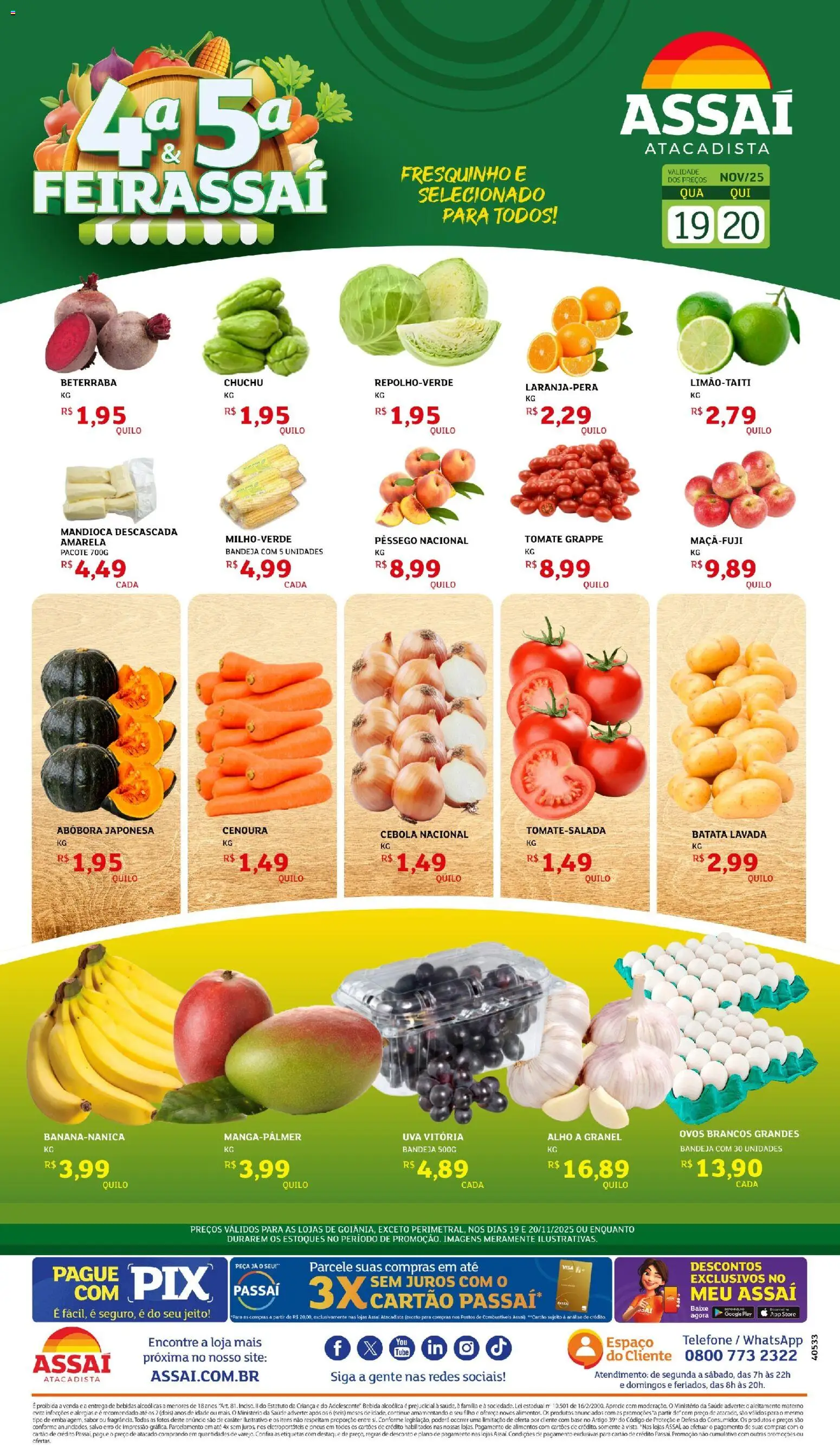 Assaí Atacadista Folheto - válido de 19.11.2025 | Página: 1 | Produtos: Alho, Beterraba, Pneus, Base