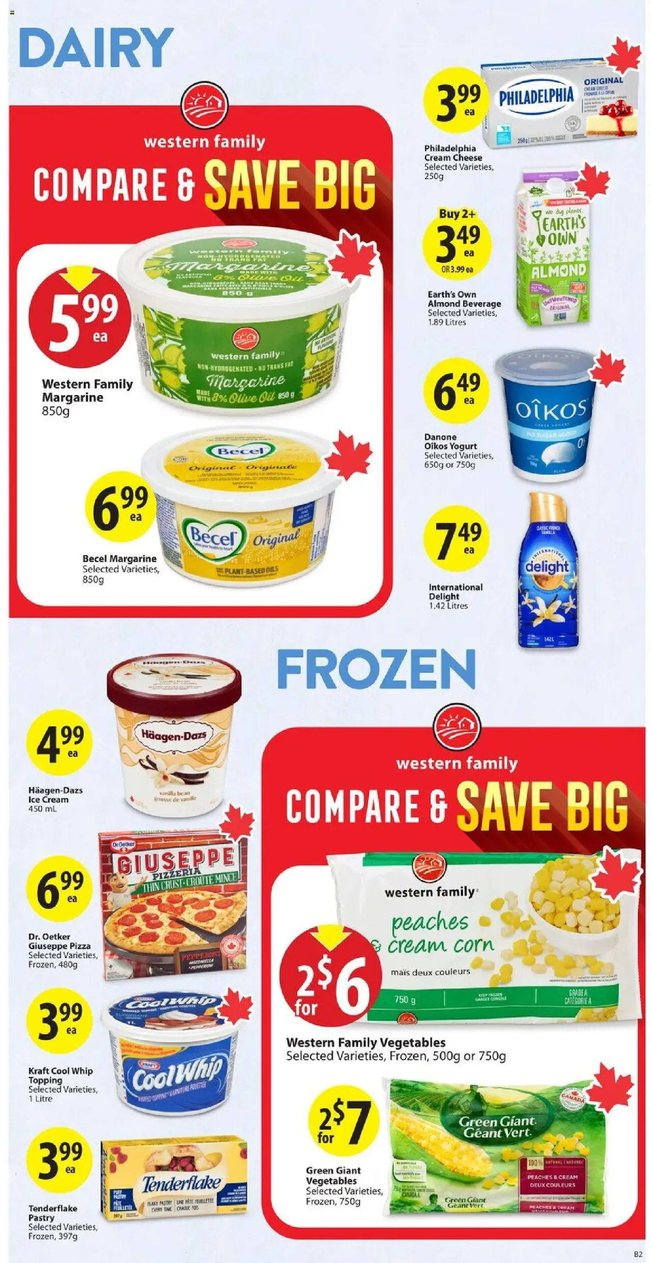 Save on foods flyer valid from 02.10.2025 | Page: 24 | Products: Cream, Ice cream, Cheese, Pizza