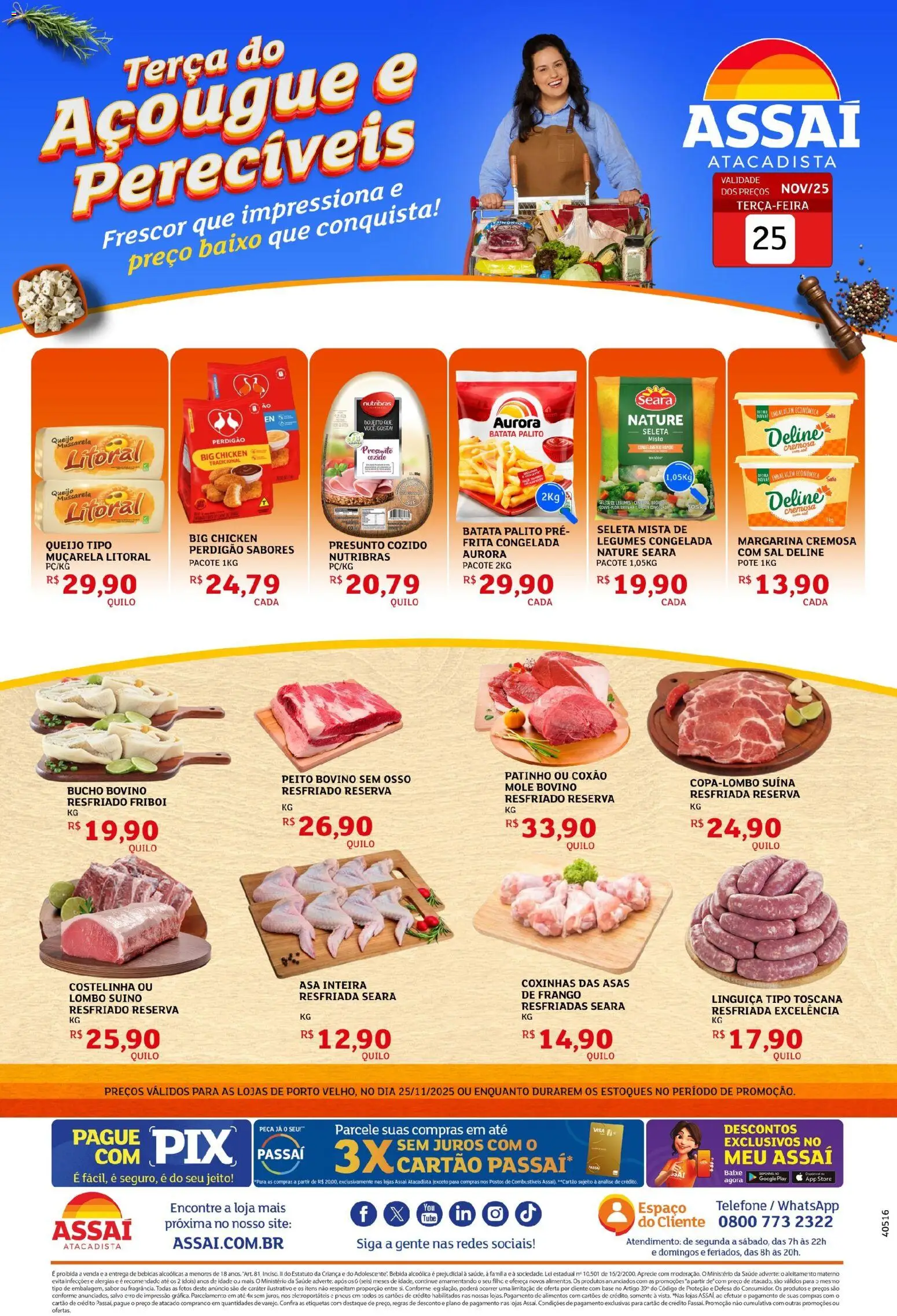 Assaí Atacadista Folheto - válido de 25.11.2025 | Página: 1 | Produtos: Lombo, Presunto, Baixo, Batata