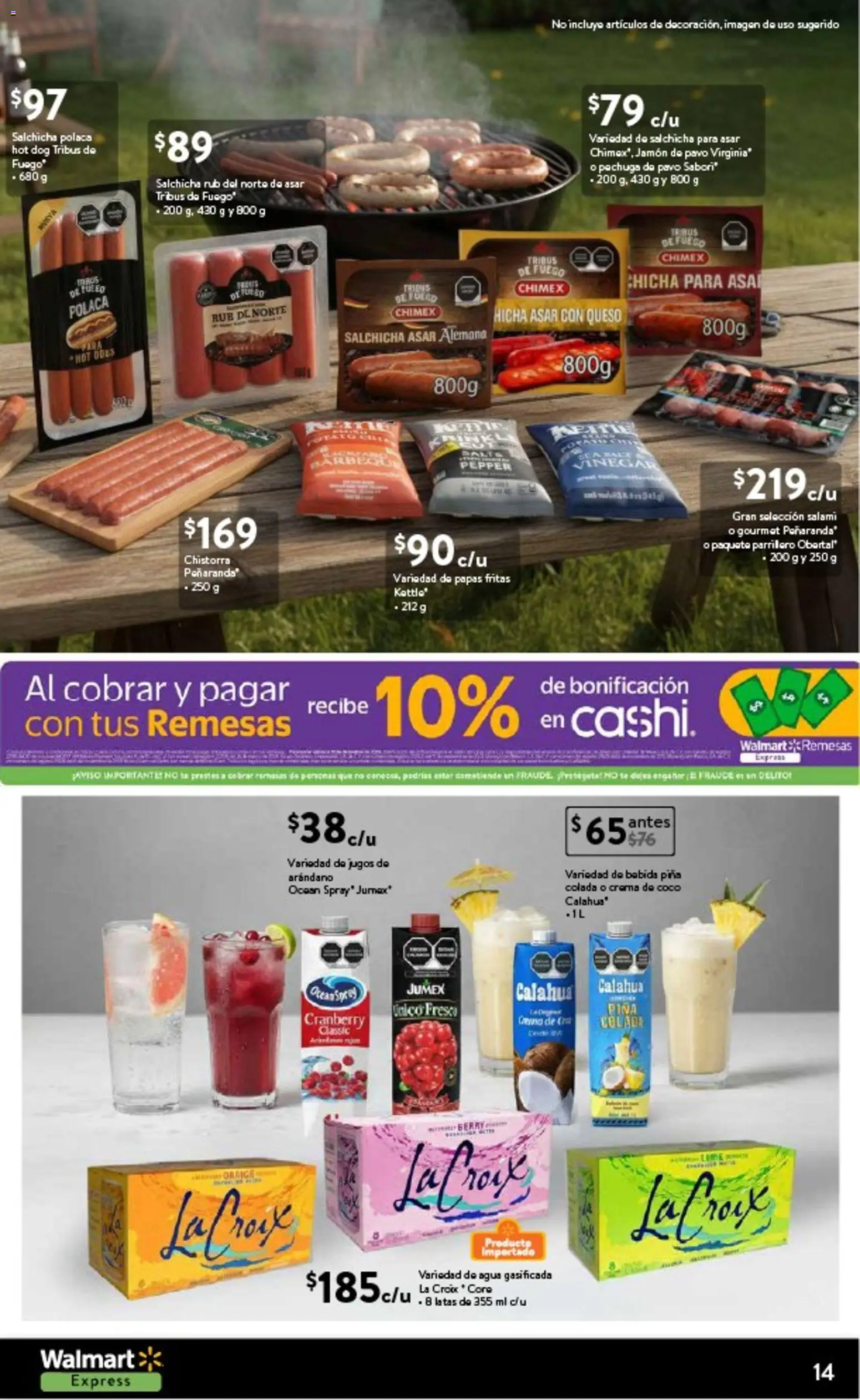 Nuevas ofertas de Walmart Express válidas en toda la República Mexicana desde el 12.02.2026. ¡Encuentra las mejores ofertas en Walmart Express folleto La frescura de temporada a precios bajos! | Página: 14 | Productos: Salchicha, Agua, Piña, Té
