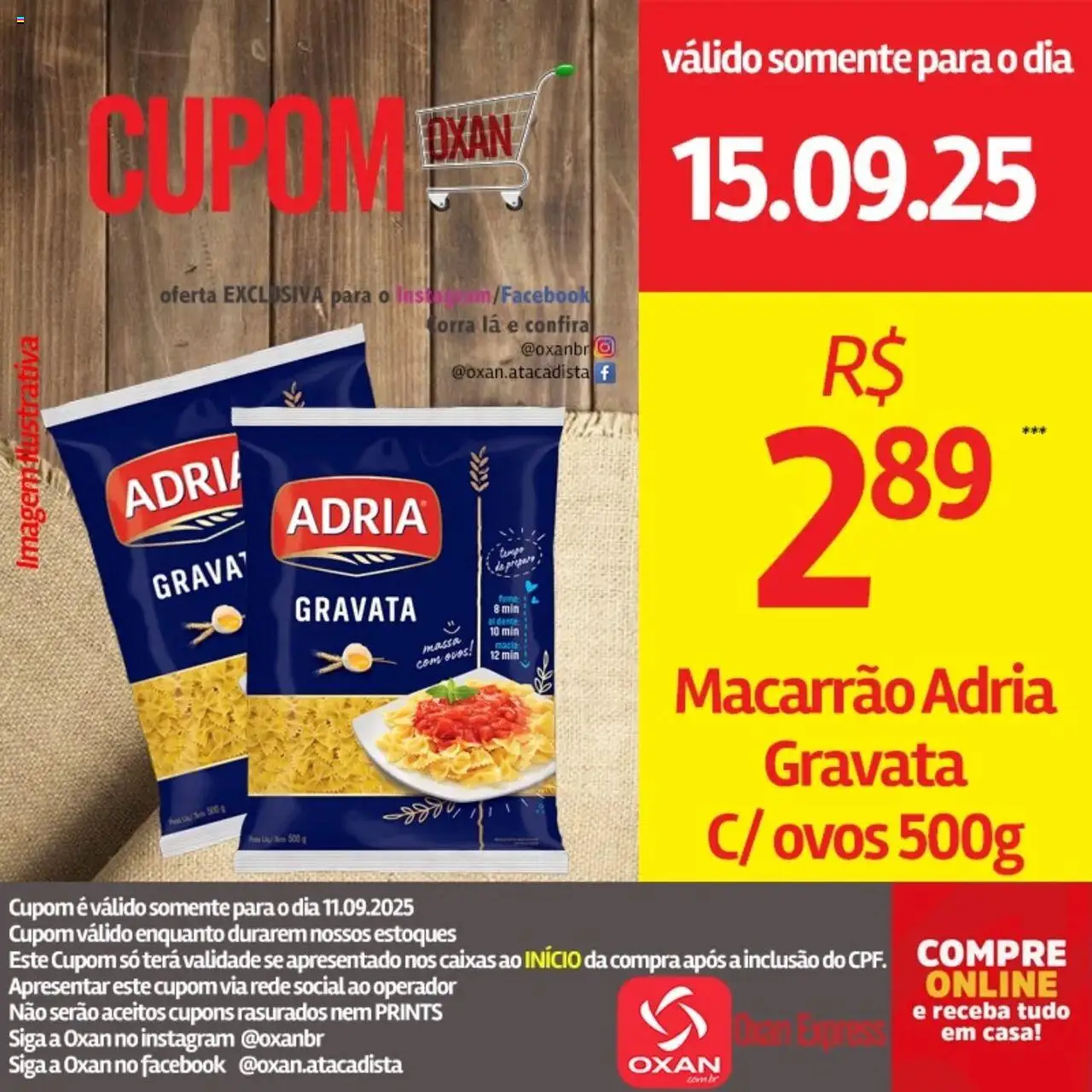 Oxan Atacadista Folheto - válido de 15.09.2025 | Página: 1 | Produtos: Gravata, Ovos, Macarrão, Massa