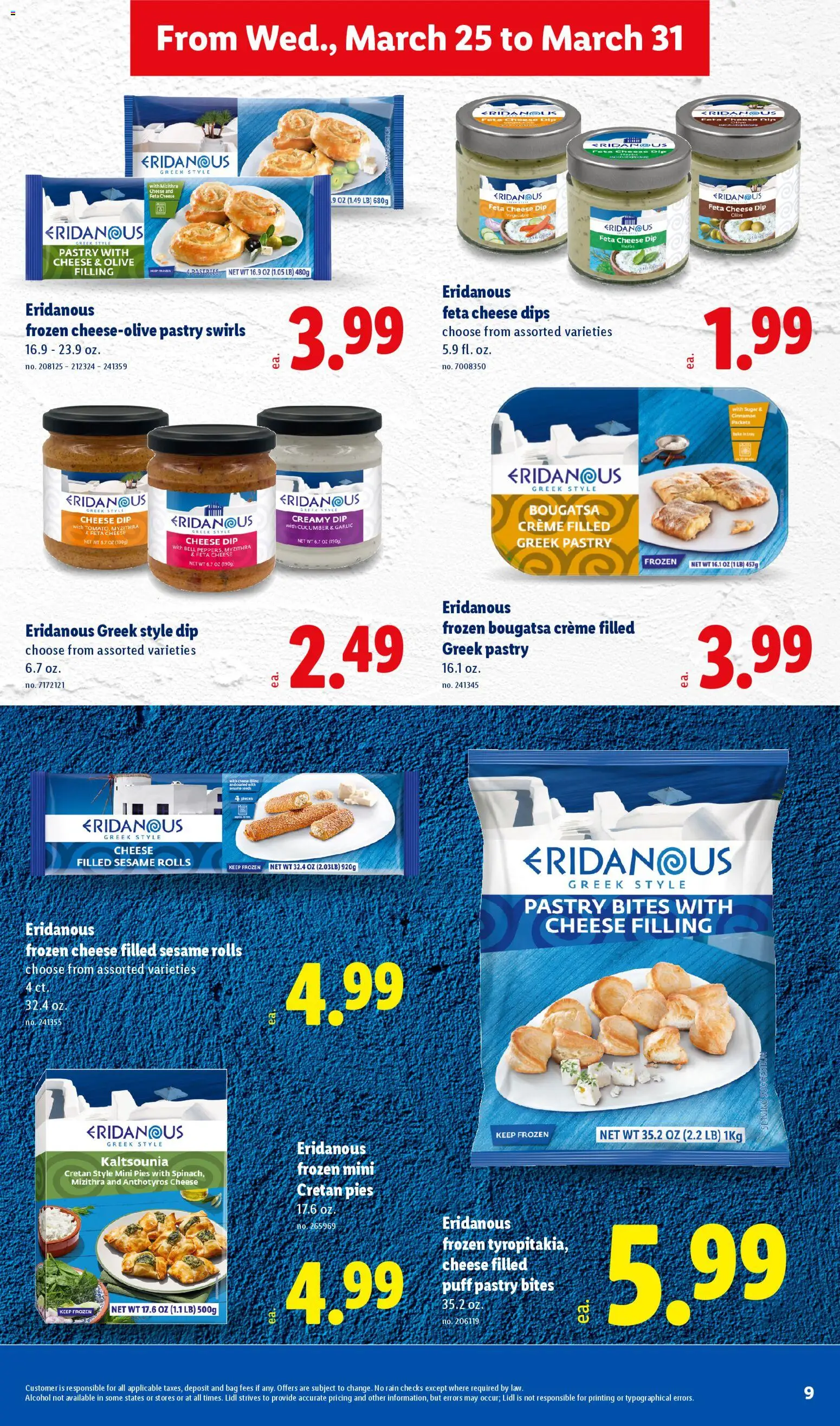 Lidl Weekly Ad - valid from 25.03.2026 | Page: 9 | Products: Sugar, Garlic, Puff Pastry, Bag