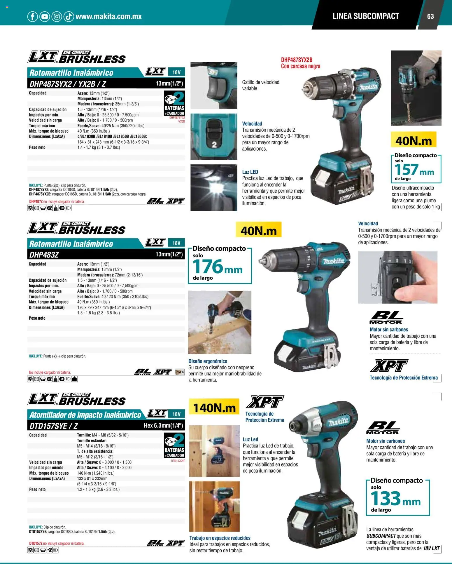 Nuevas ofertas de Makita válidas en toda la República Mexicana desde el 01.01.2024. ¡Encuentra las mejores ofertas en Makita catálogo General! | Página: 63 | Productos: Tornillo, Cargador, Rotomartillo, Batería