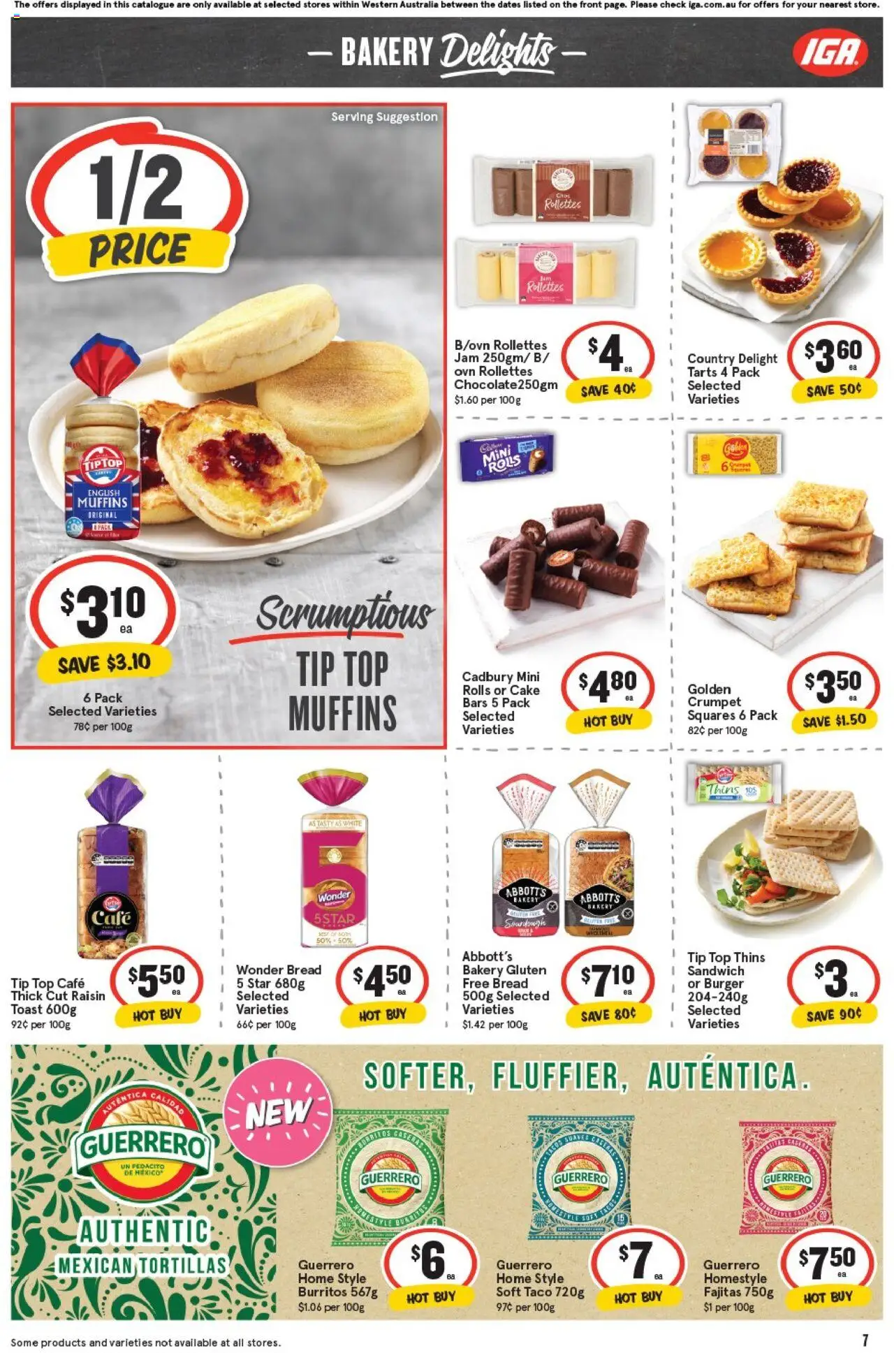 IGA catalogue - valid from 20.08.2025 | Page: 7 | Products: Bread, Chocolate, Muffins, Tortillas