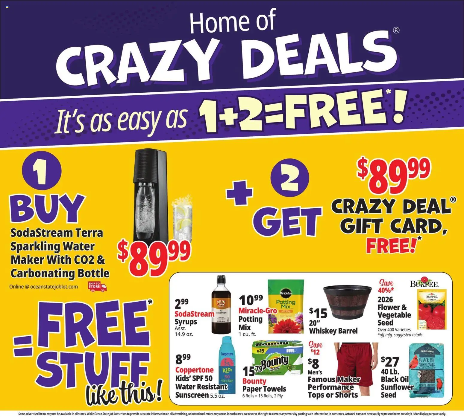 Ocean State Job Lot Weekly Ad - valid from 09.04.2026 | Page: 2 | Products: Sunscreen, Whiskey, Shorts, Water