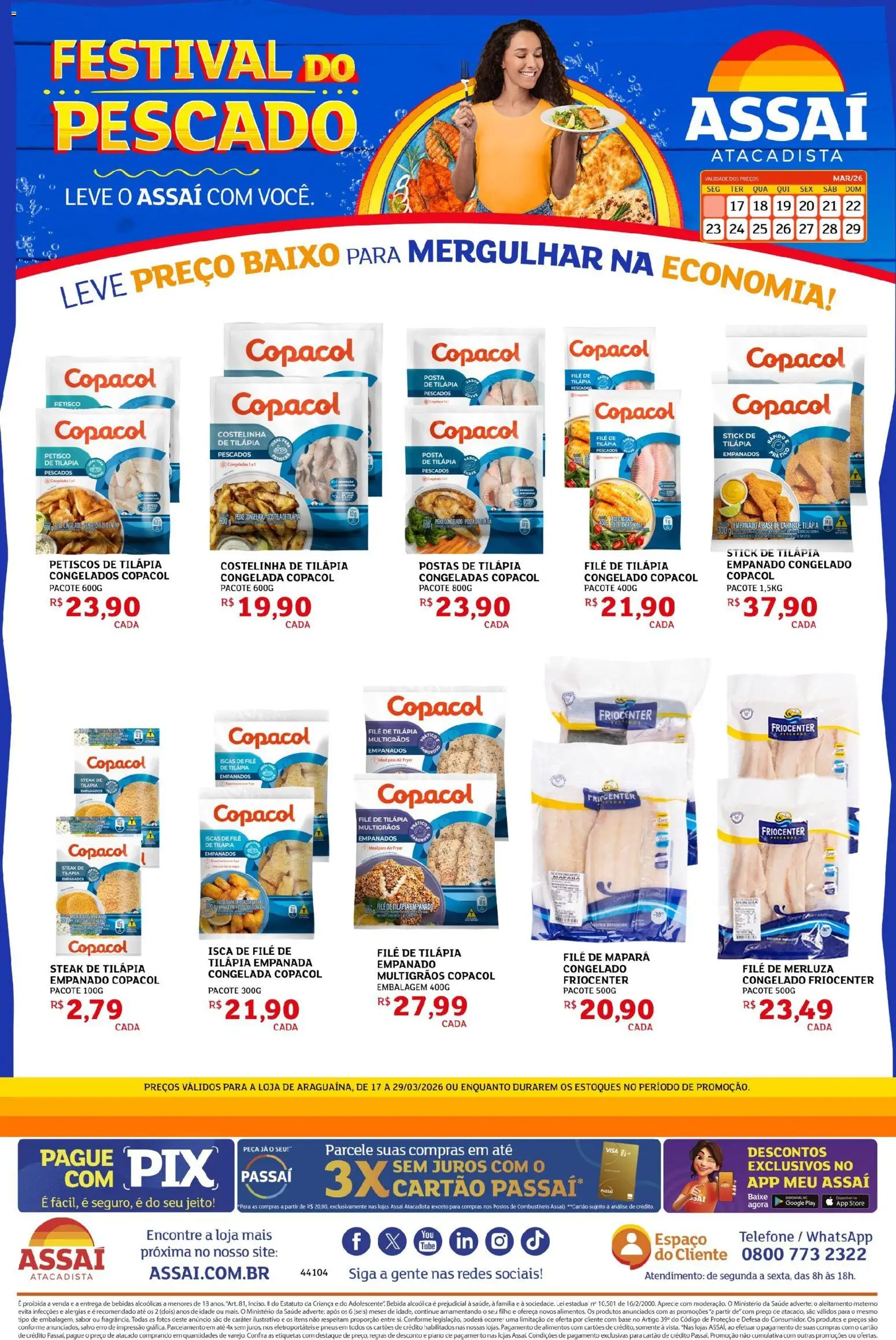 Assaí Atacadista Folheto - válido de 17.03.2026 | Página: 1 | Produtos: Air fryer, Carne, Bebida, Telefone