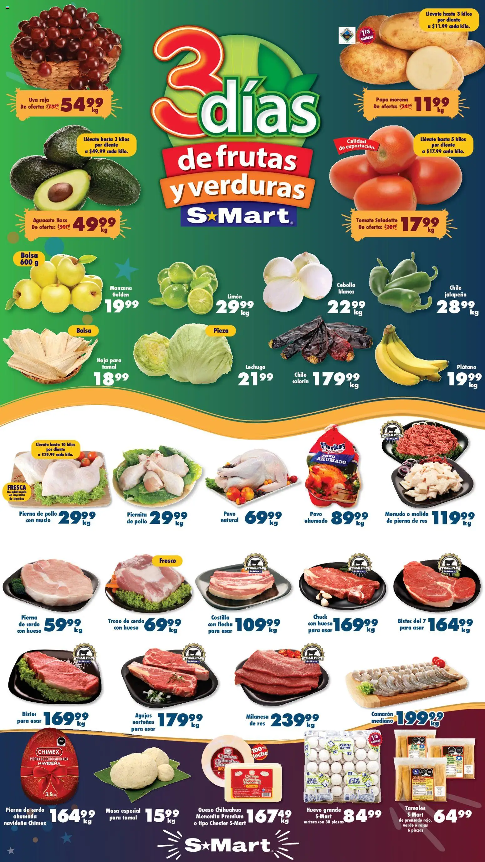 Nuevas ofertas de S-Mart válidas en toda la República Mexicana desde el 30.12.2025. ¡Encuentra las mejores ofertas en S-Mart folleto Reynosa! | Página: 1 | Productos: Cebolla, Papa, Huevo, Leche