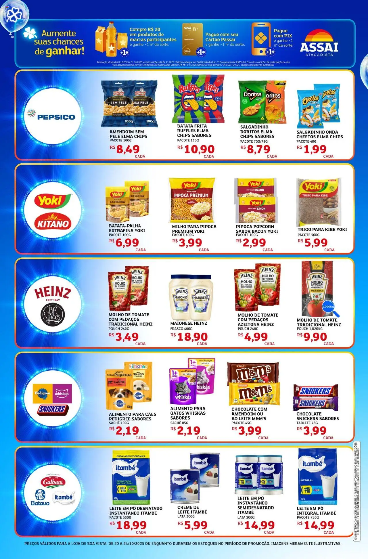 Assaí Atacadista Folheto - válido de 20.10.2025 | Página: 4 | Produtos: Leite, Chocolate, Frango, Batata frita