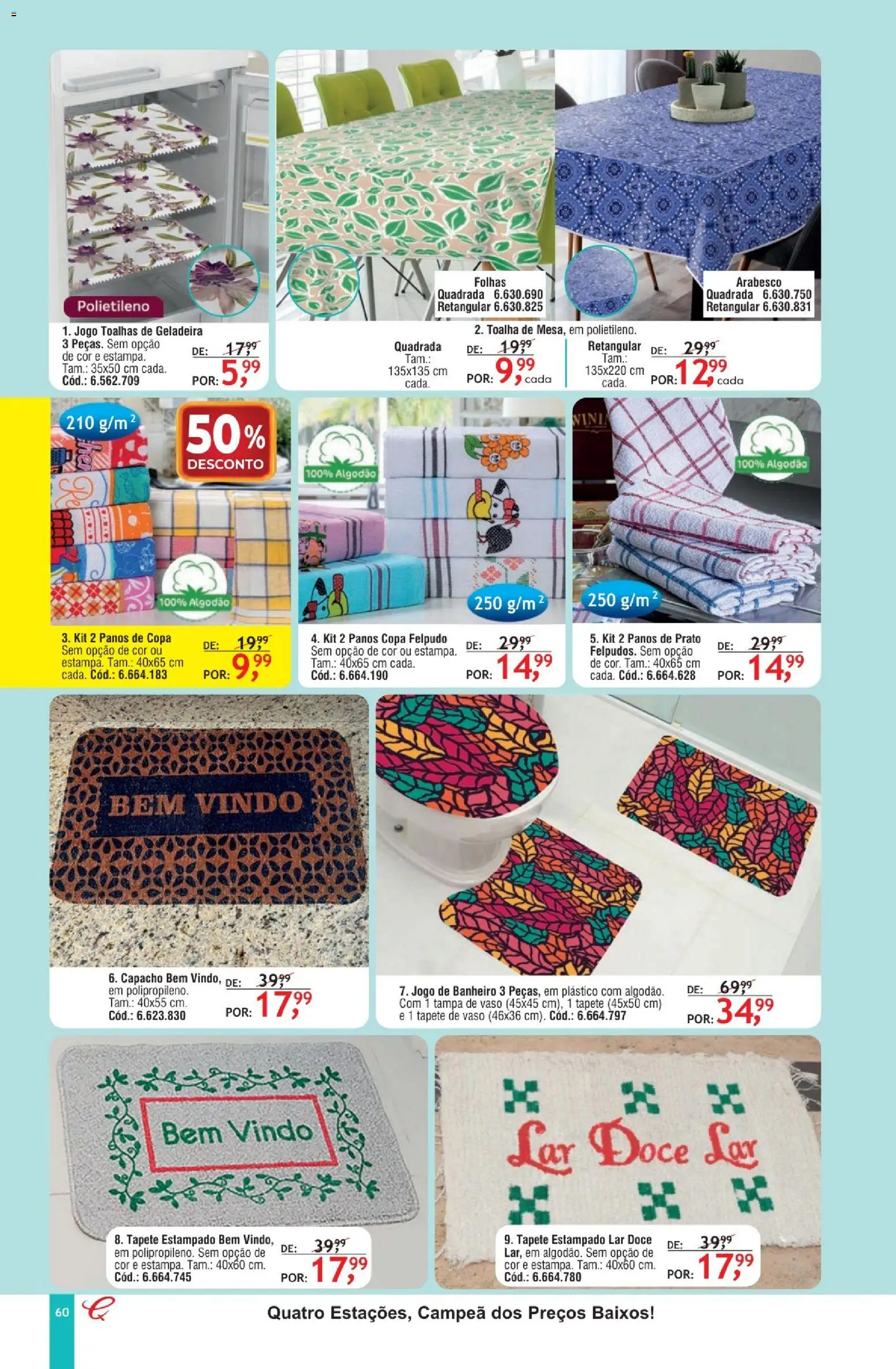 Quatro Estações Folheto - válido de 01.02.2026 | Página: 56 | Produtos: Geladeira, Tapete, Capacho, Algodão