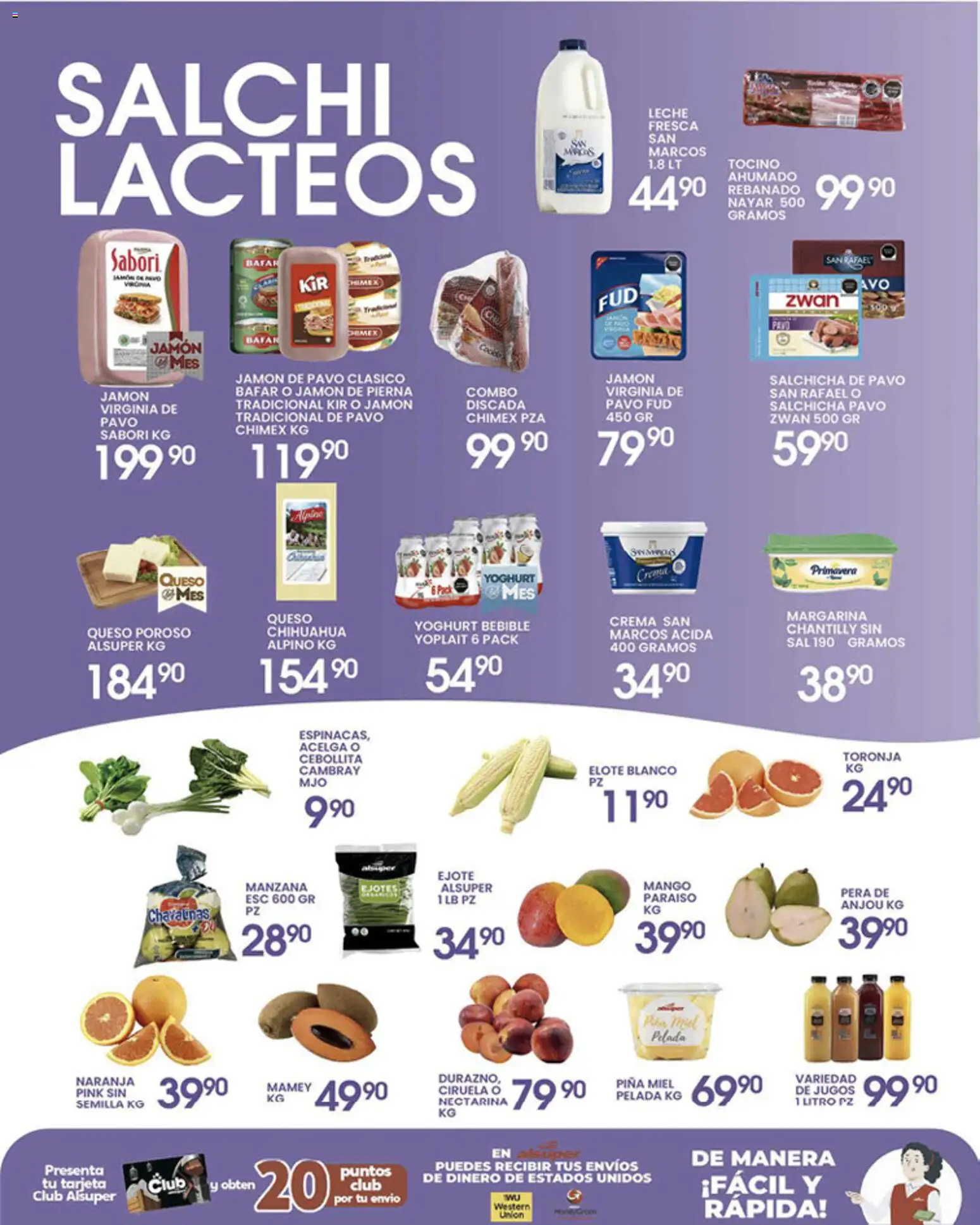 Nuevas ofertas de Alsuper válidas en toda la República Mexicana desde el 07.04.2026. ¡Encuentra las mejores ofertas en Alsuper folleto Zacatecas! | Página: 3 | Productos: Acelga, Salchicha, Manzana, Leche
