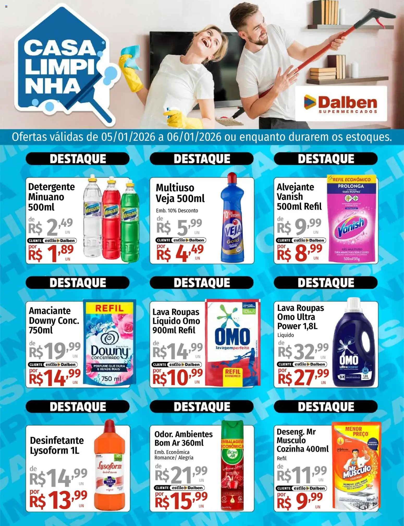 Supermercado Dalben Folheto - válido de 05.01.2026 | Página: 1 | Produtos: Perfume, Alvejante, Vanish, Desinfetante