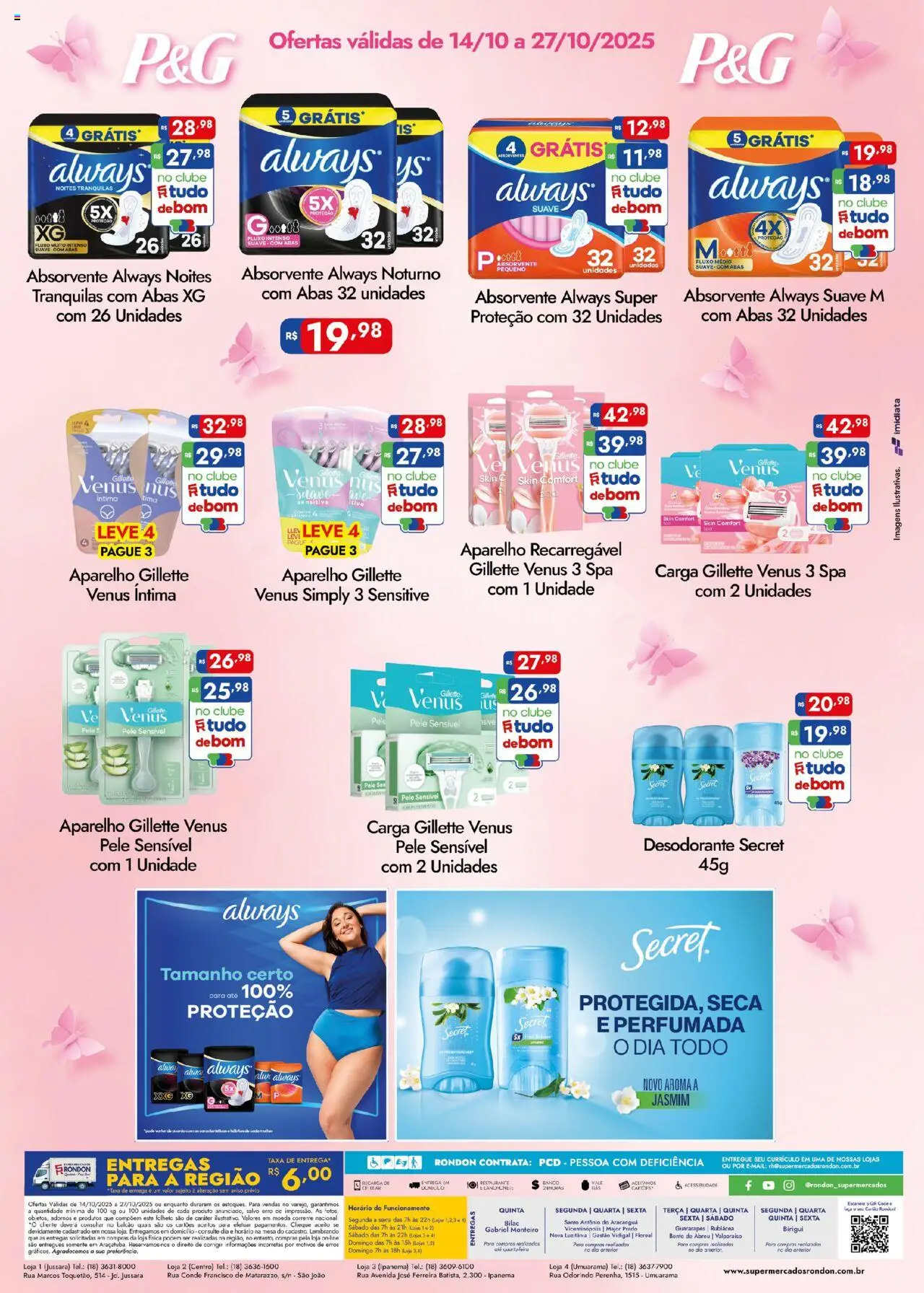 Supermercados Rondon Folheto - válido de 14.10.2025 | Página: 2 | Produtos: Desodorante, Mesa, Absorvente