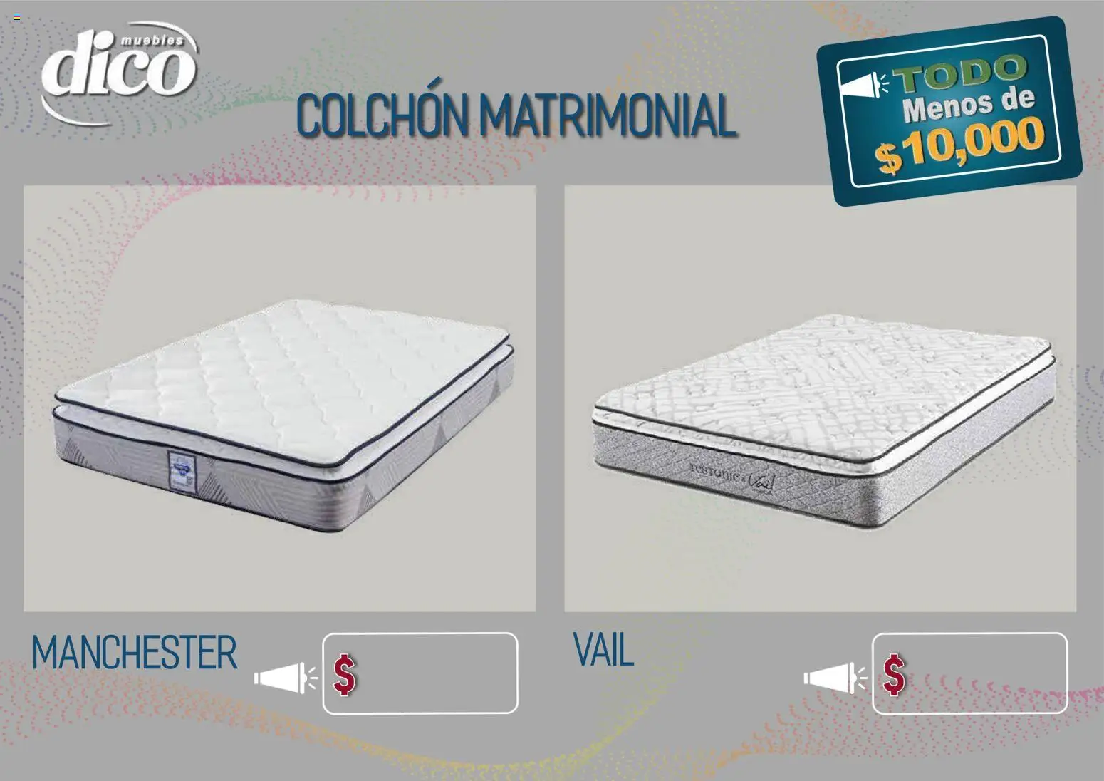 Nuevas ofertas de Muebles Dico válidas en toda la República Mexicana desde el 09.04.2026. ¡Encuentra las mejores ofertas en Muebles Dico catálogo Todo menos de 10000 Pacifico! | Página: 25 | Productos: Colchón