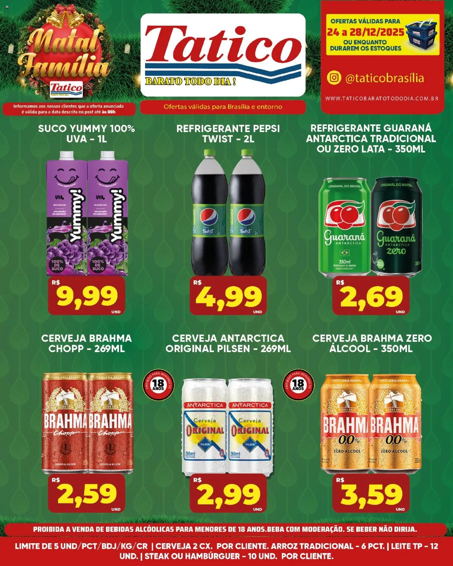 Tatico Folheto - válido de 24.12.2025 | Página: 5 | Produtos: Leite, Suco, Hambúrguer, Refrigerante