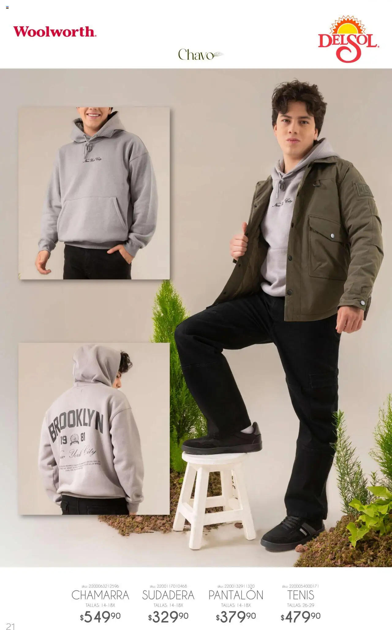 Nuevas ofertas de Del Sol y Woolworth válidas en toda la República Mexicana desde el 06.10.2025. ¡Encuentra las mejores ofertas en Del Sol y Woolworth - Catálogo Luce El Otoño! | Página: 21 | Productos: Tenis, Chamarra, Sudadera