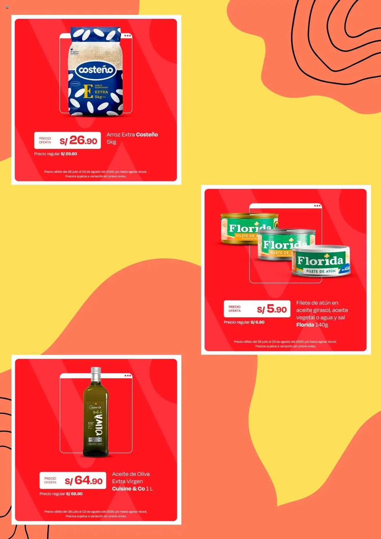 Catálogo Wong válido desde 28.07.2025 | Página: 5 | Productos: Aceite, Arroz, Aceite de oliva