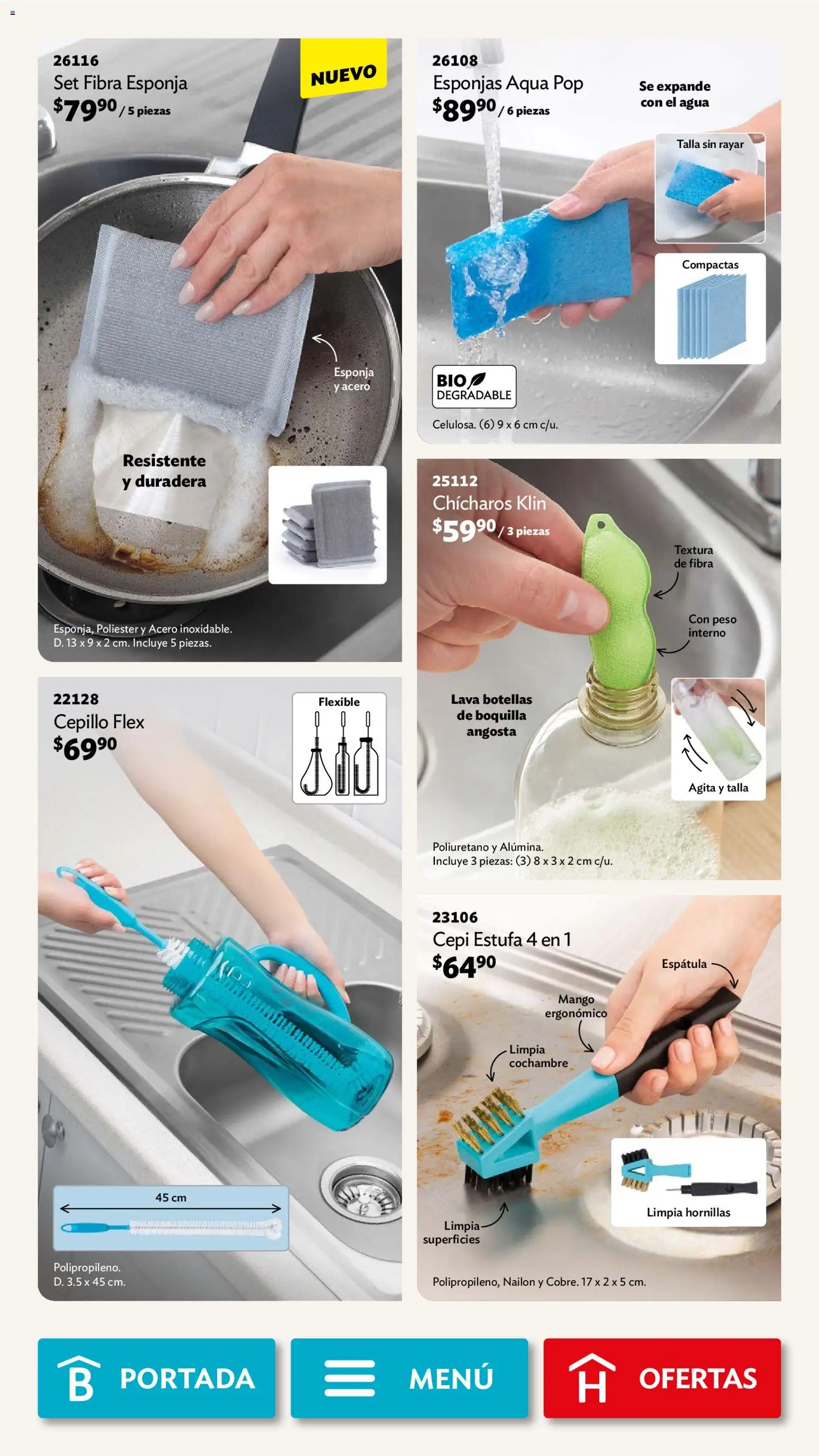 Nuevas ofertas de Betterware válidas en toda la República Mexicana desde el 04.05.2026. ¡Encuentra las mejores ofertas en Betterware campaña 5 2026! | Página: 101 | Productos: Chícharos, Cepillo, Esponja, Flexible