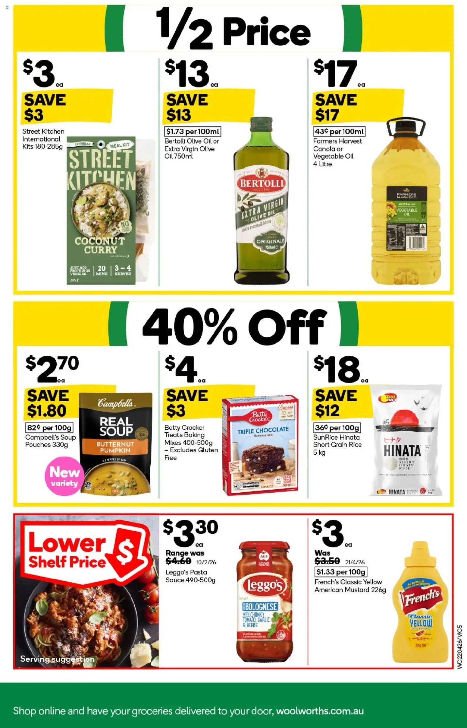 Woolworths catalogue - valid from 22.04.2026 | Page: 5 | Products: Oil, Pasta, Garlic, Pumpkin