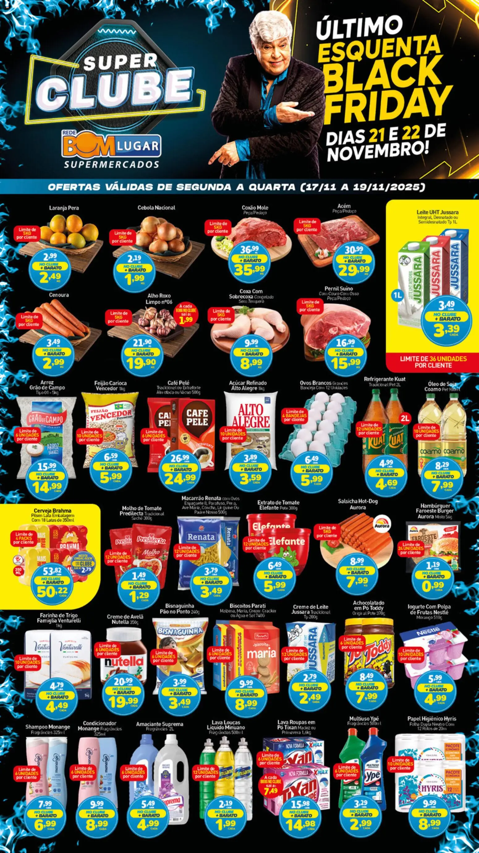 Rede Bom Lugar Folheto - válido de 17.11.2025 | Página: 1 | Produtos: Arroz, Hambúrguer, Açúcar, Amaciante