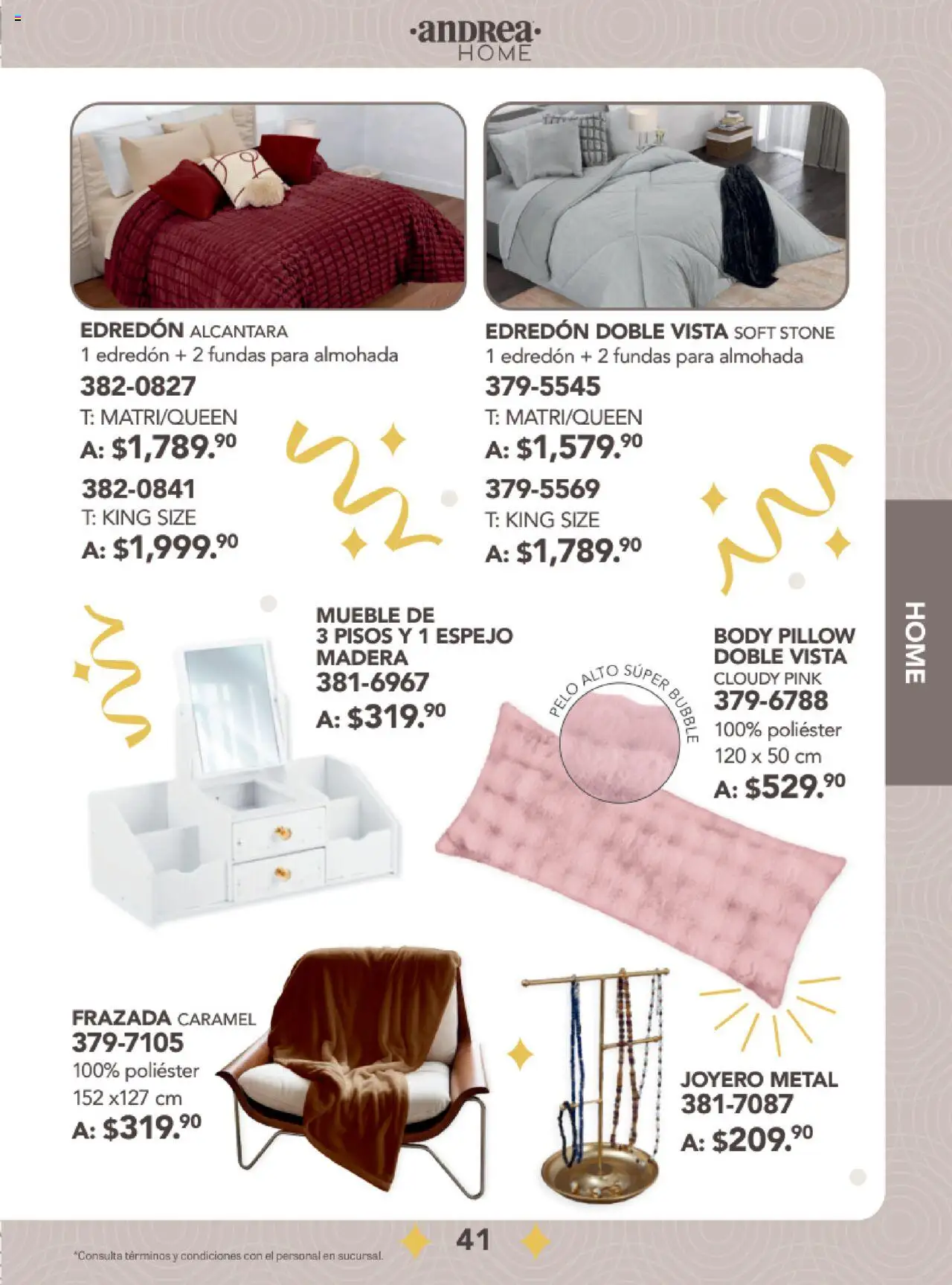 Nuevas ofertas de Andrea válidas en toda la República Mexicana desde el 24.08.2025. ¡Encuentra las mejores ofertas en Andrea - Catálogo Fiestas y Celebraciones! | Página: 41 | Productos: Almohada, Body, Espejo