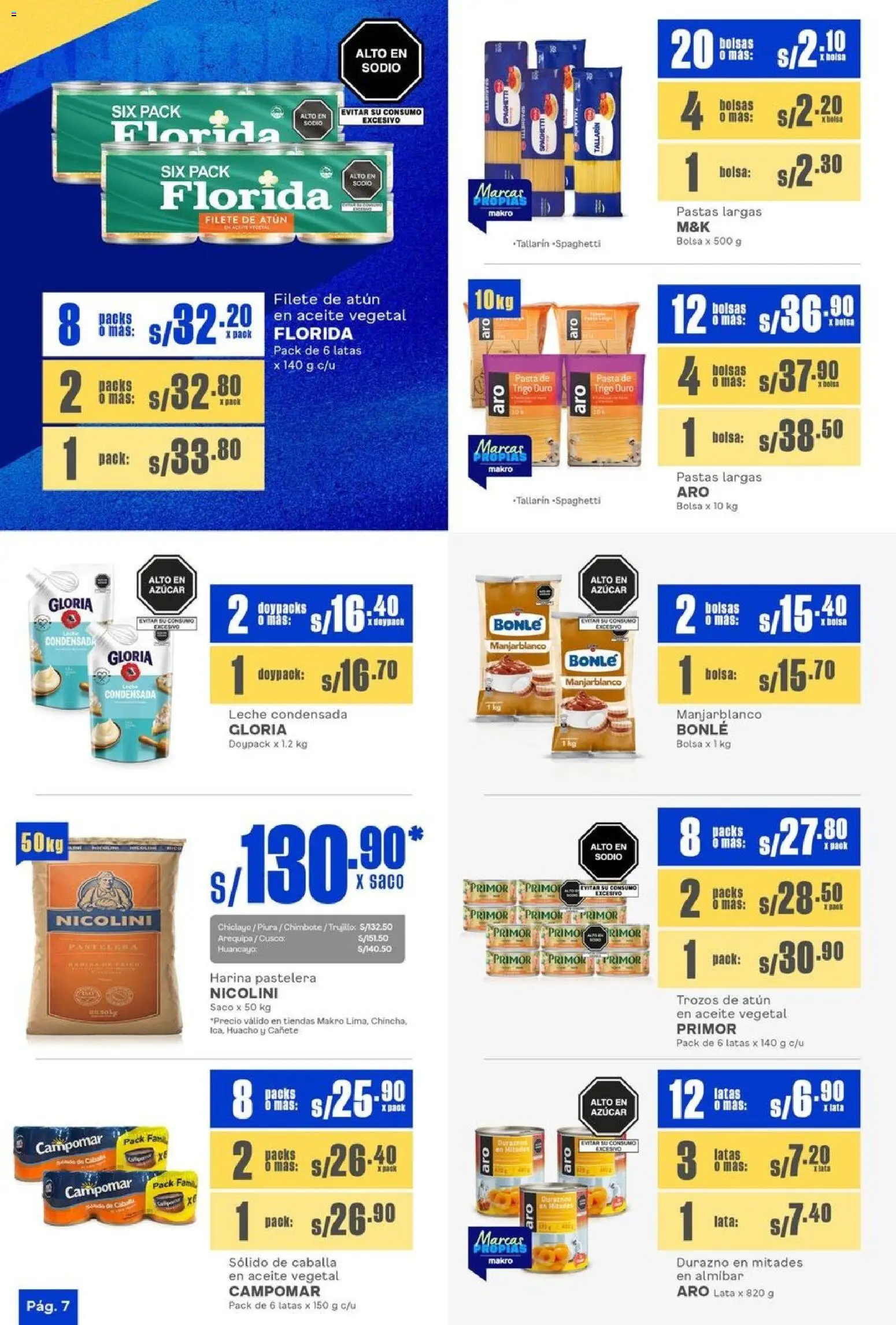 Catálogo Makro válido desde 23.10.2025 | Página: 7 | Productos: Leche, Aceite, Pasta, Bolsa