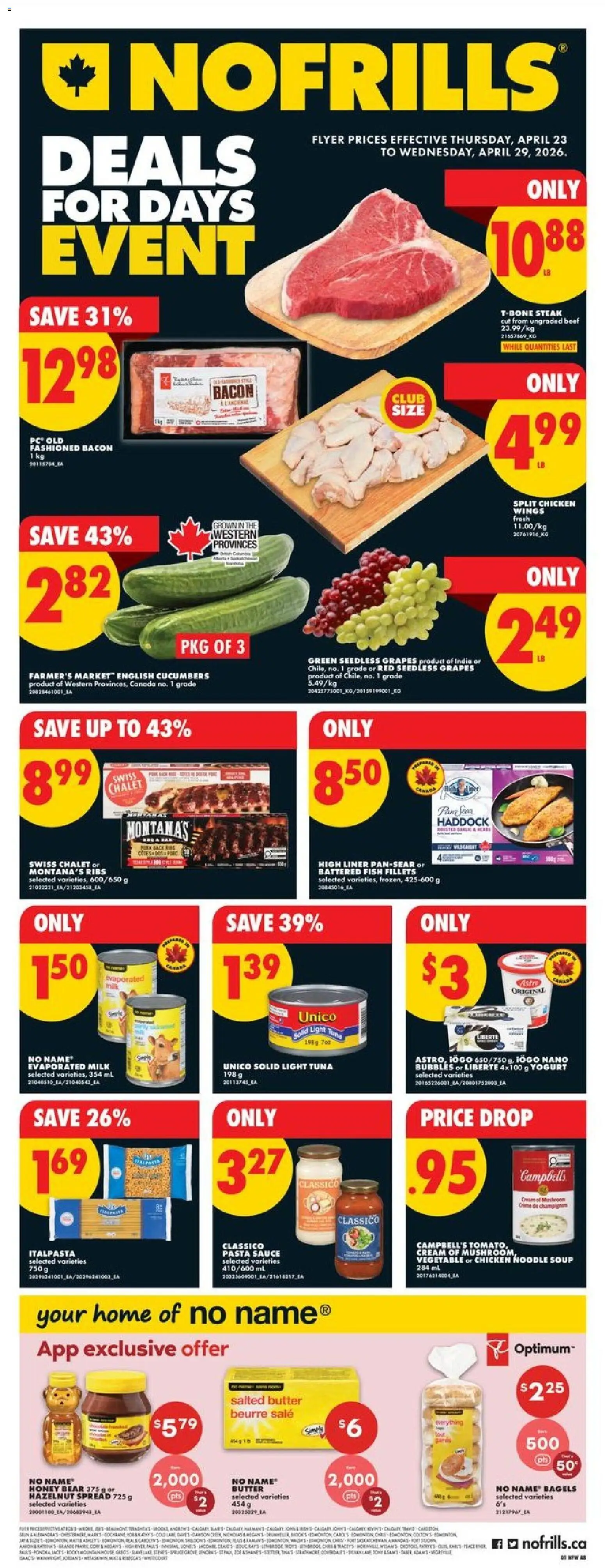 No Frills flyer valid from 23.04.2026 | Page: 2 | Products: Pasta, Cream, Butter, Yogurt