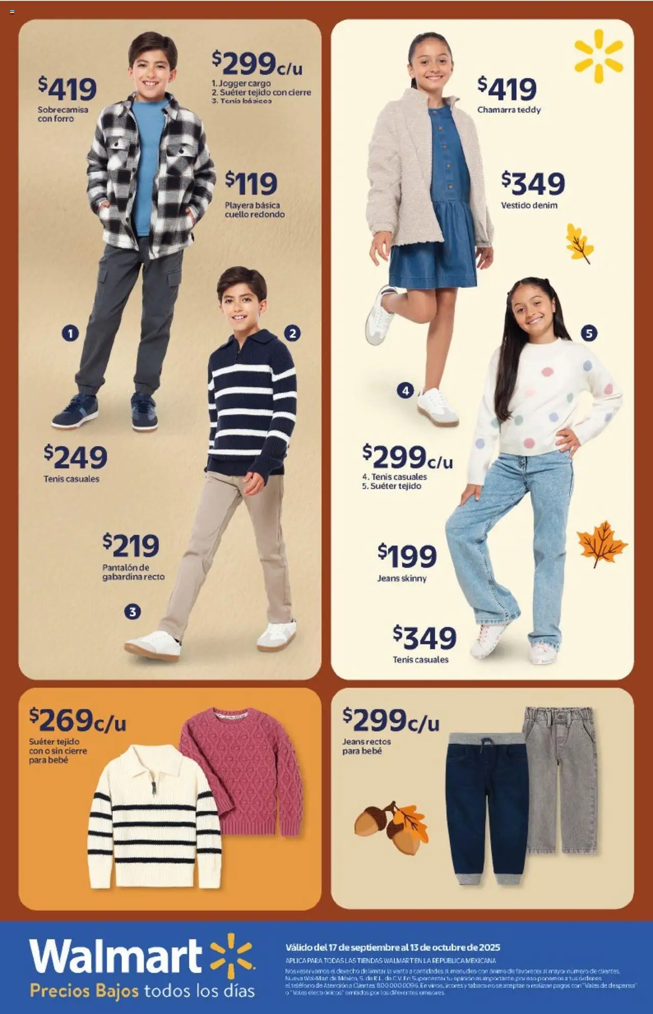 Nuevas ofertas de Walmart válidas en toda la República Mexicana desde el 17.09.2025. ¡Encuentra las mejores ofertas en Walmart - Folleto Colección Otoño! | Página: 5 | Productos: Chamarra, Vestido, Playera, Teléfono