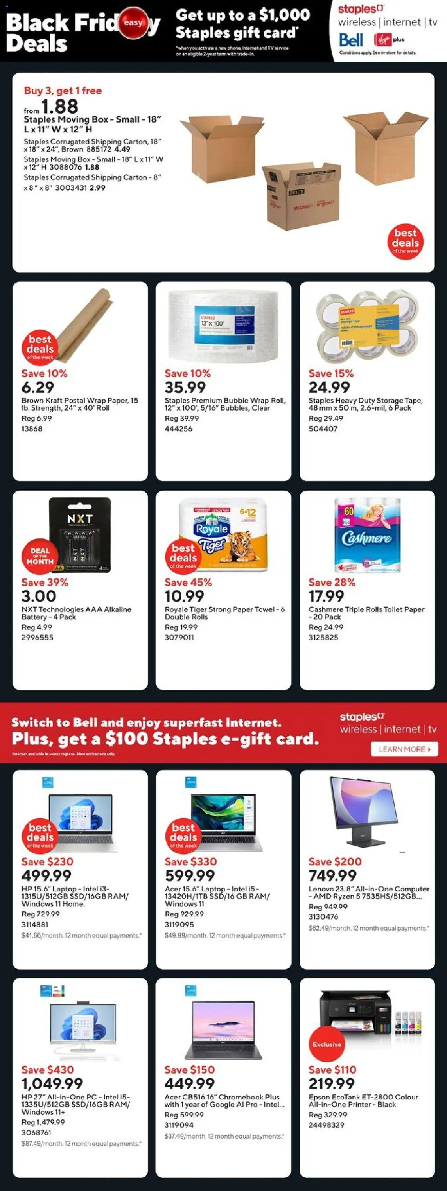 Staples flyer valid from 14.11.2025 | Page: 3 | Products: Phone, PC, Tv, Box