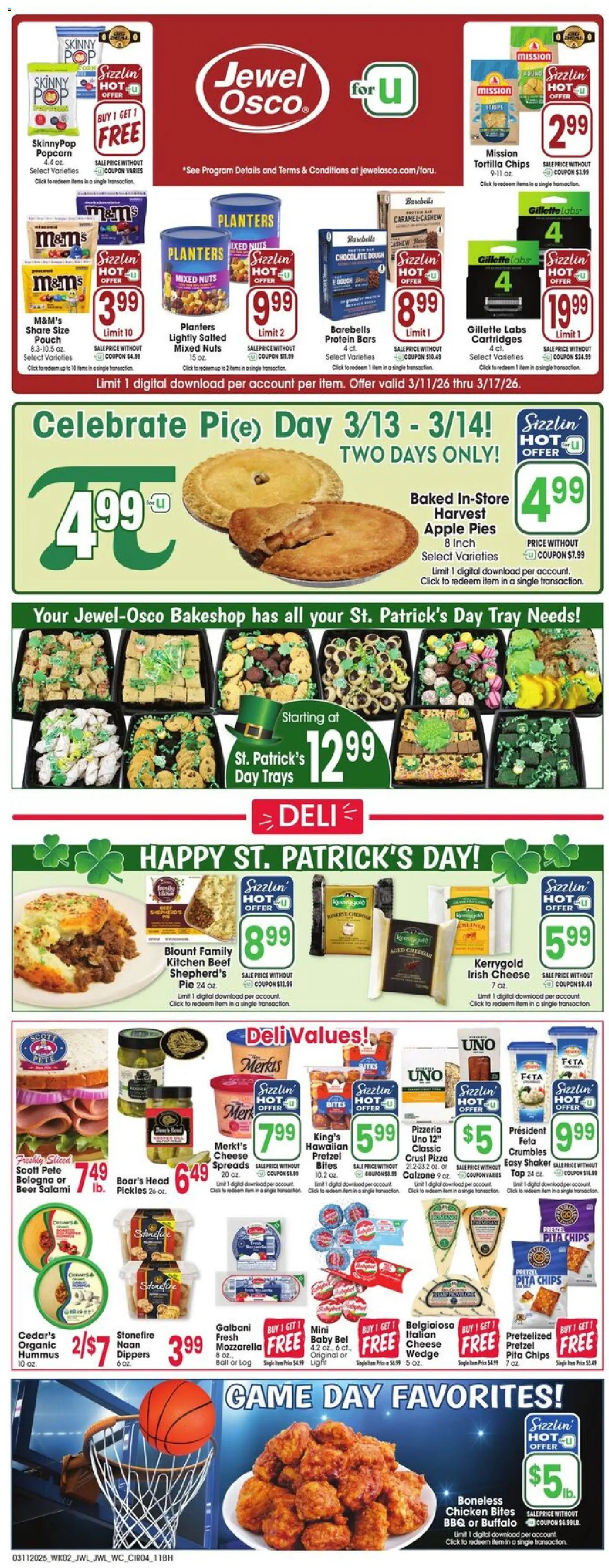 Jewel Osco Weekly Ad - IN - valid from 11.03.2026 | Page: 4 | Products: Pizza, Beer, Beef, Game