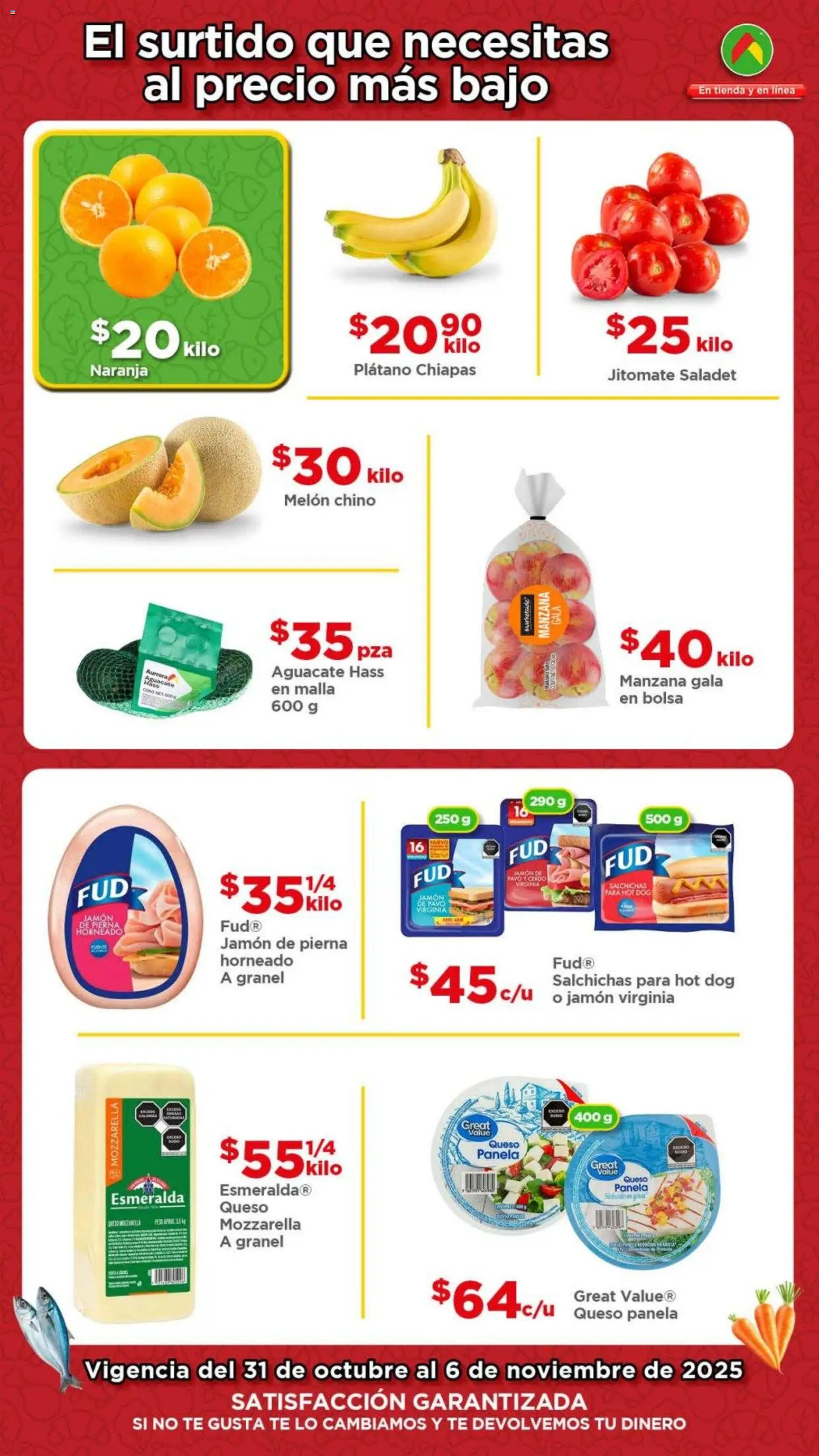 Nuevas ofertas de Bodega Aurrerá válidas en toda la República Mexicana desde el 31.10.2025. ¡Encuentra las mejores ofertas en Bodega Aurrerá folleto Ahorra con los precios más bajos! | Página: 2 | Productos: Plátano, Melón, Queso, Té