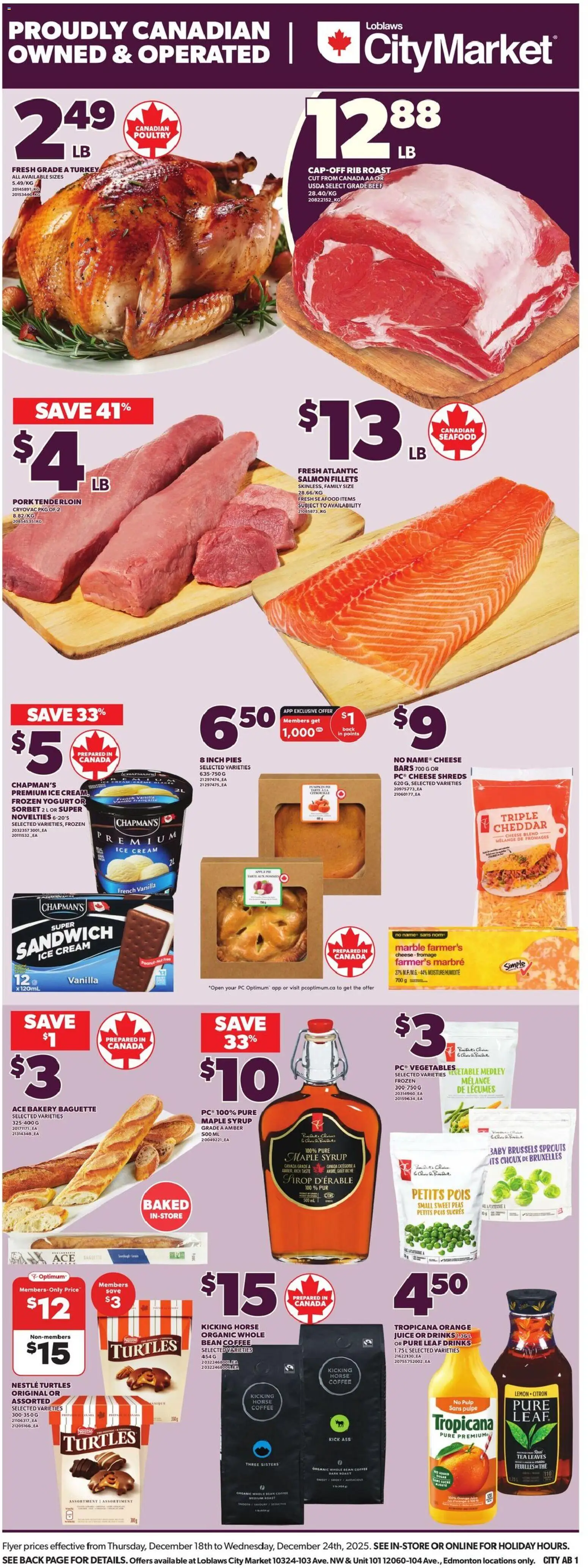Loblaws flyer valid from 18.12.2025 | Page: 3 | Products: Tea, PC, Turkey, Yogurt