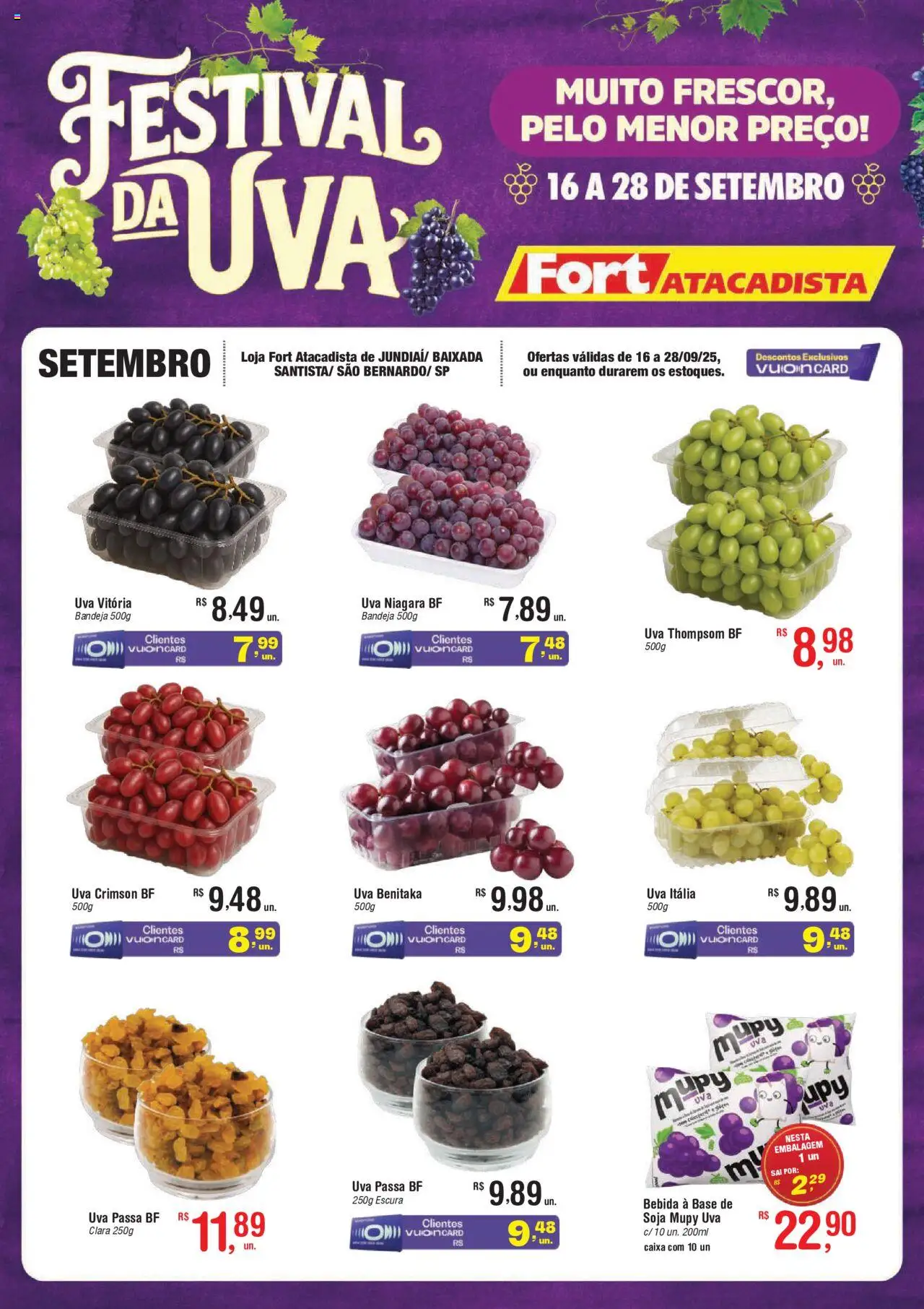 Fort Atacadista Folheto - válido de 16.09.2025 | Página: 1 | Produtos: Caixa, Base, Soja, Uva passa