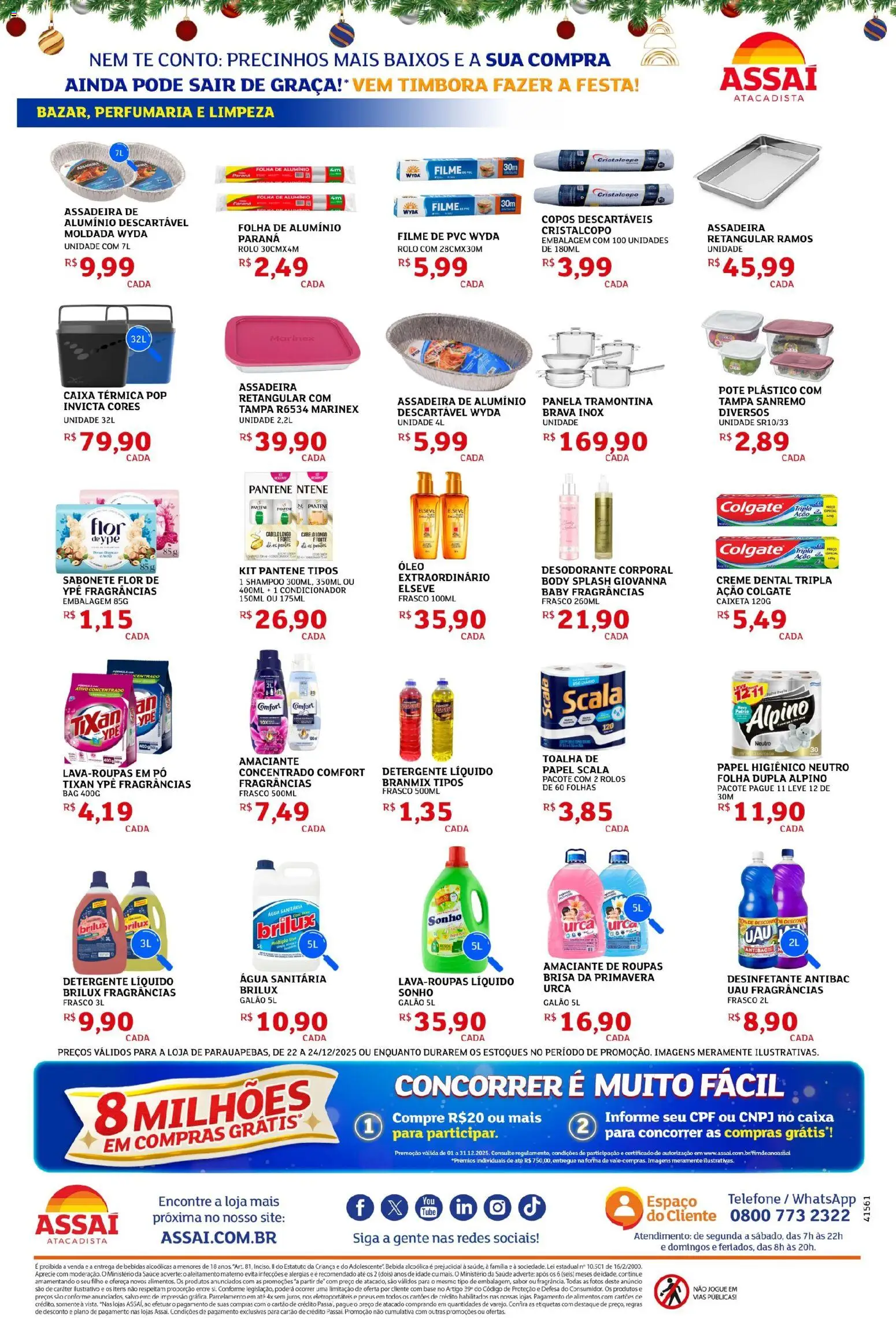 Assaí Atacadista Folheto - válido de 22.12.2025 | Página: 4 | Produtos: filme de PVC, Condicionador, Roupas, Copos