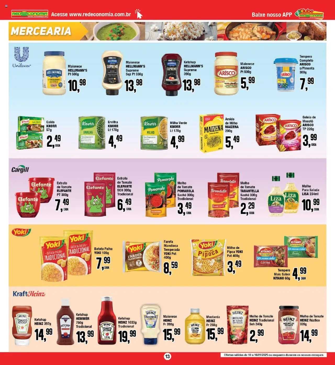 RedEconomia Folheto - válido de 10.09.2025 | Página: 13 | Produtos: Ketchup, Salada, Batata palha, Maionese