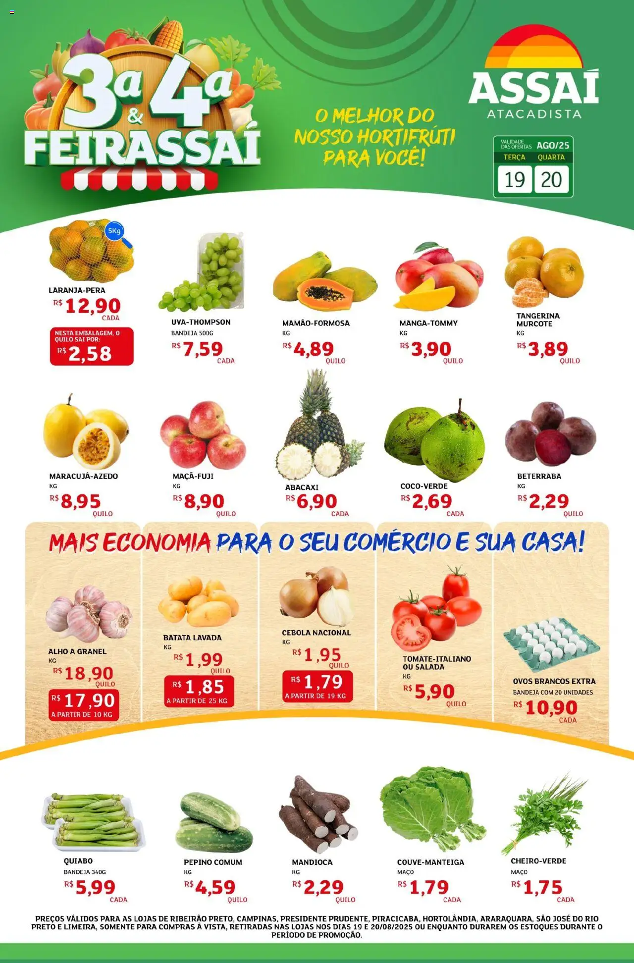 Assaí Atacadista Folheto - válido de 19.08.2025 | Página: 1 | Produtos: Cebola, Mandioca, Salada, Batata